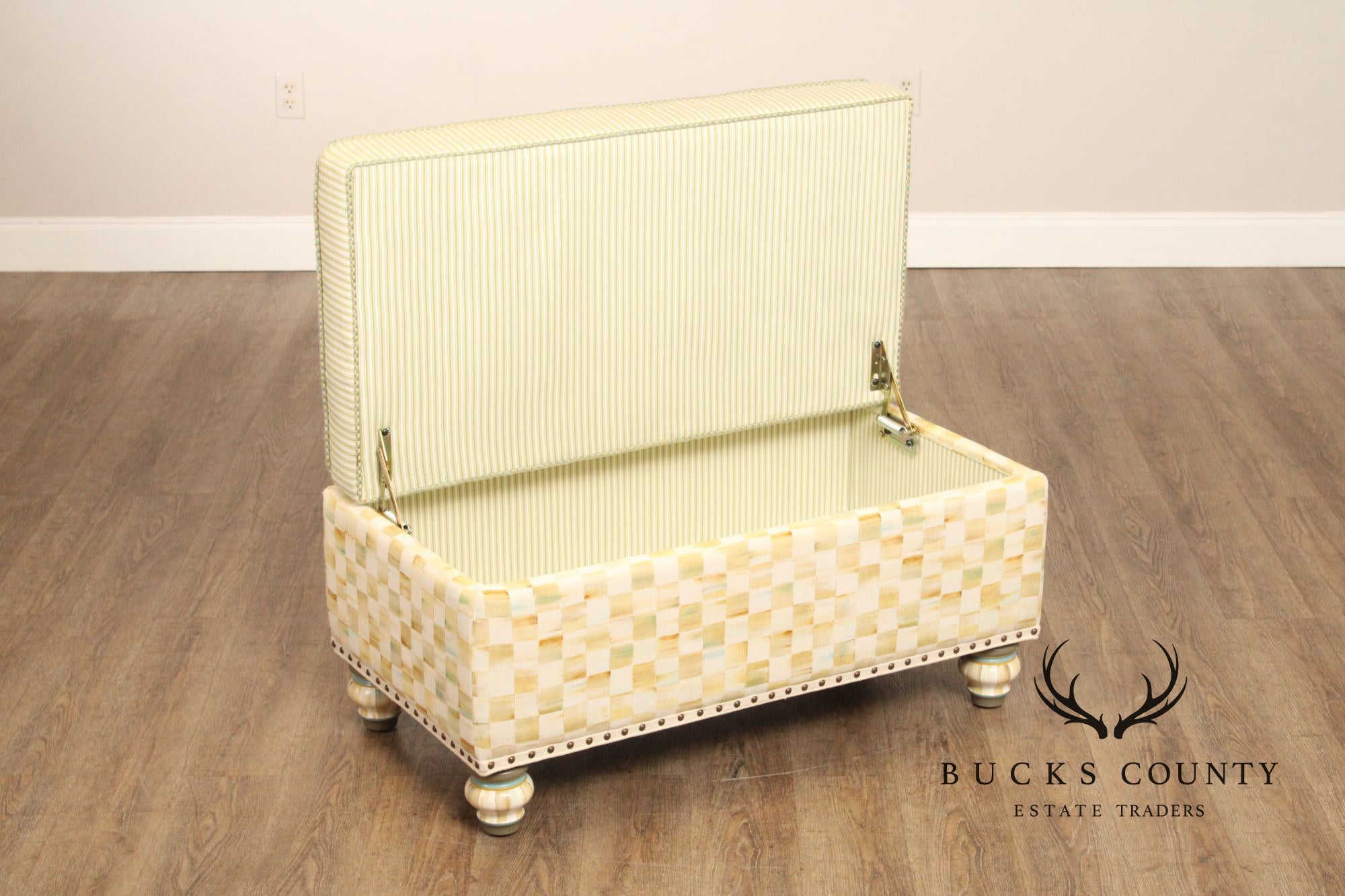 Mackenzie Childs Upholstered Storage Ottoman