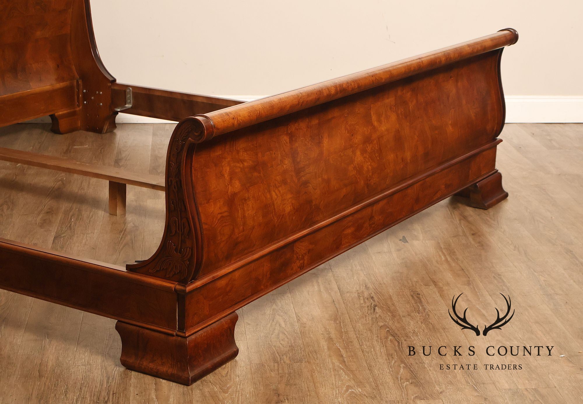 Henredon 'Charles X' King Size Burlwood Sleigh Bed
