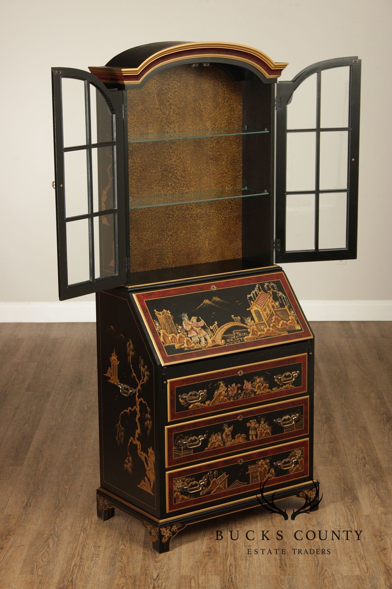 Maddox Colonial Hand Painted Chinoiserie Secretary Desk