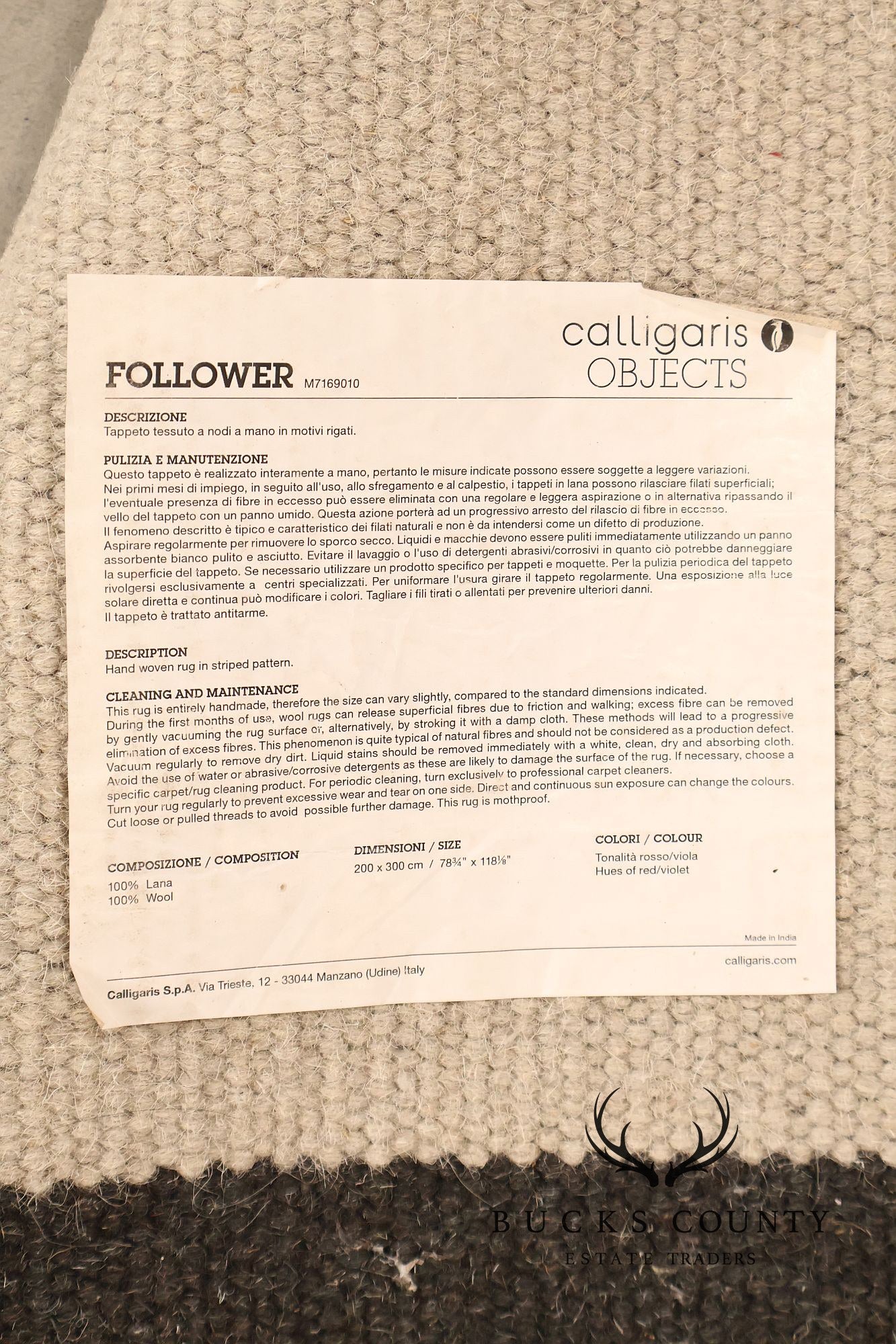 Calligaris Objects Contemporary Wool Color Block Area Rug, 6 x 10