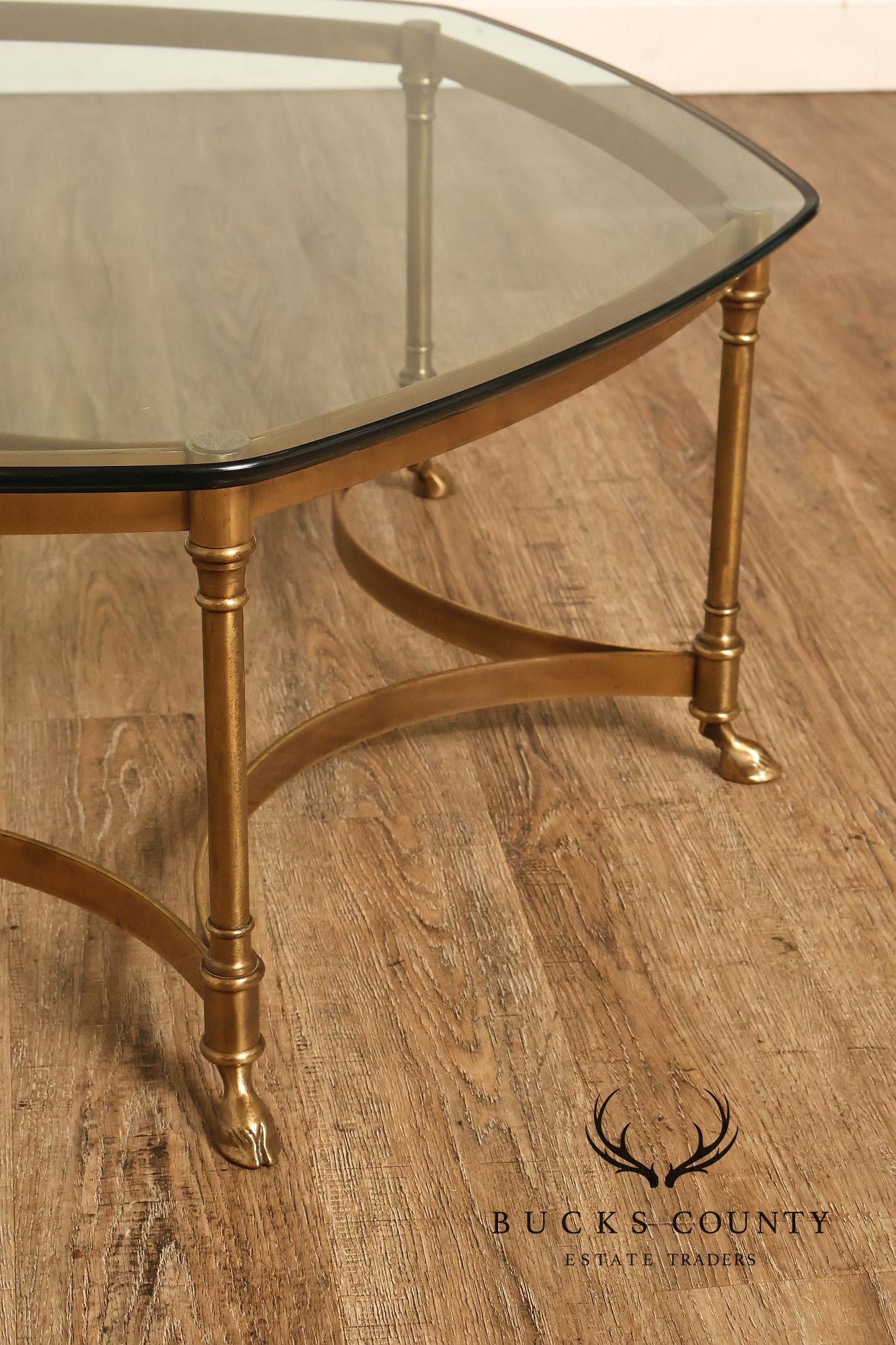 Directoire Style Vintage Brass and Glass Top Coffee Table