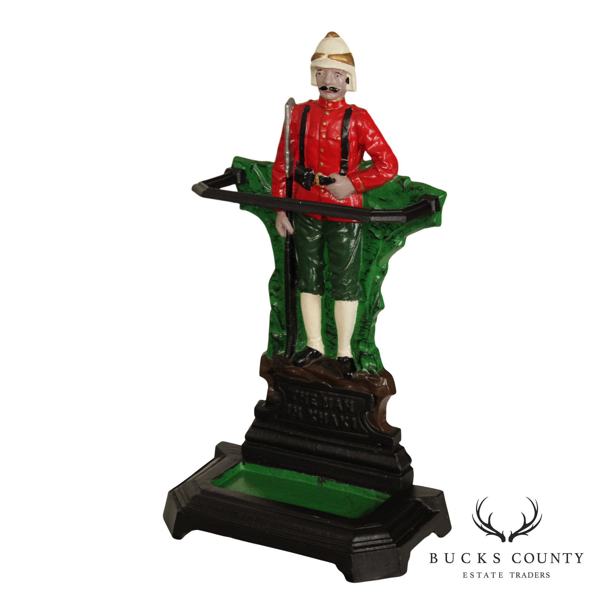 Vintage 'The Man in Khaki' Cast Iron Umbrella Stand