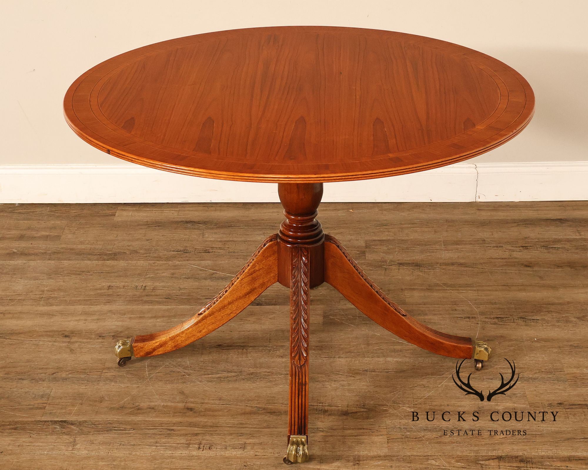 Duncan Phyfe Style Mahogany Round Breakfast Table With Brass Claw Feet