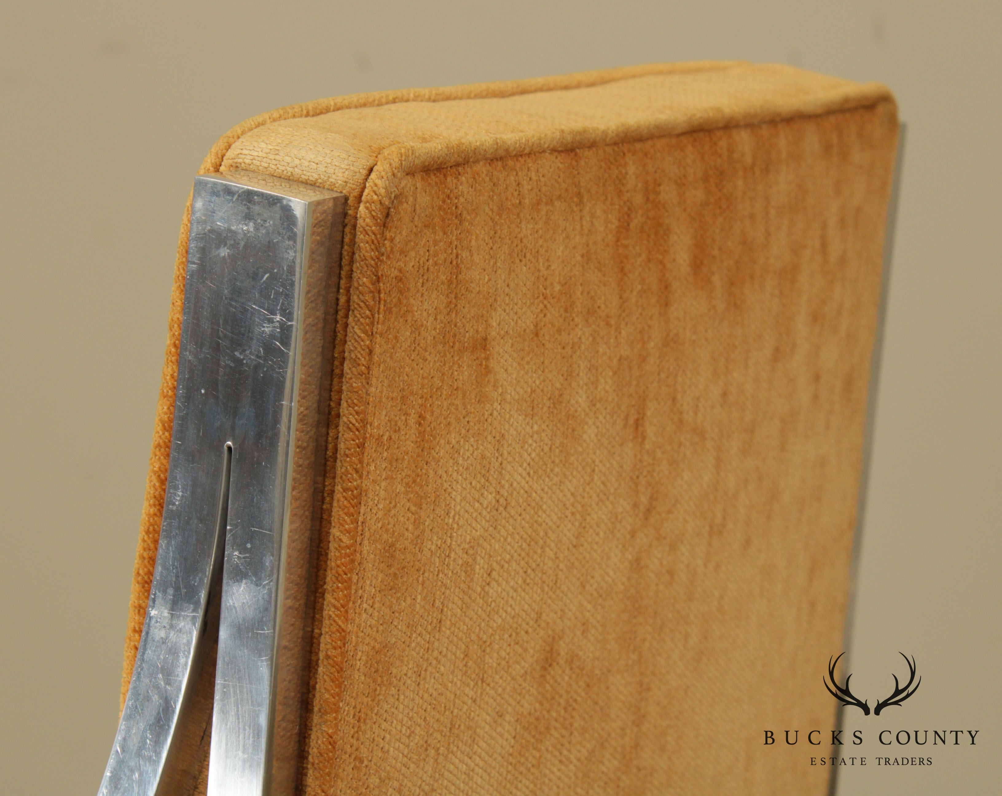 Mid Century Modern Aluminum Frame Upholstered Armchair