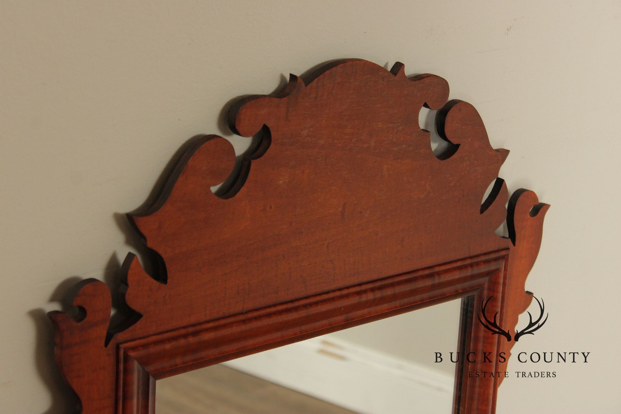 J.L. Treharn Chippendale Style Tiger Maple Wall Mirror