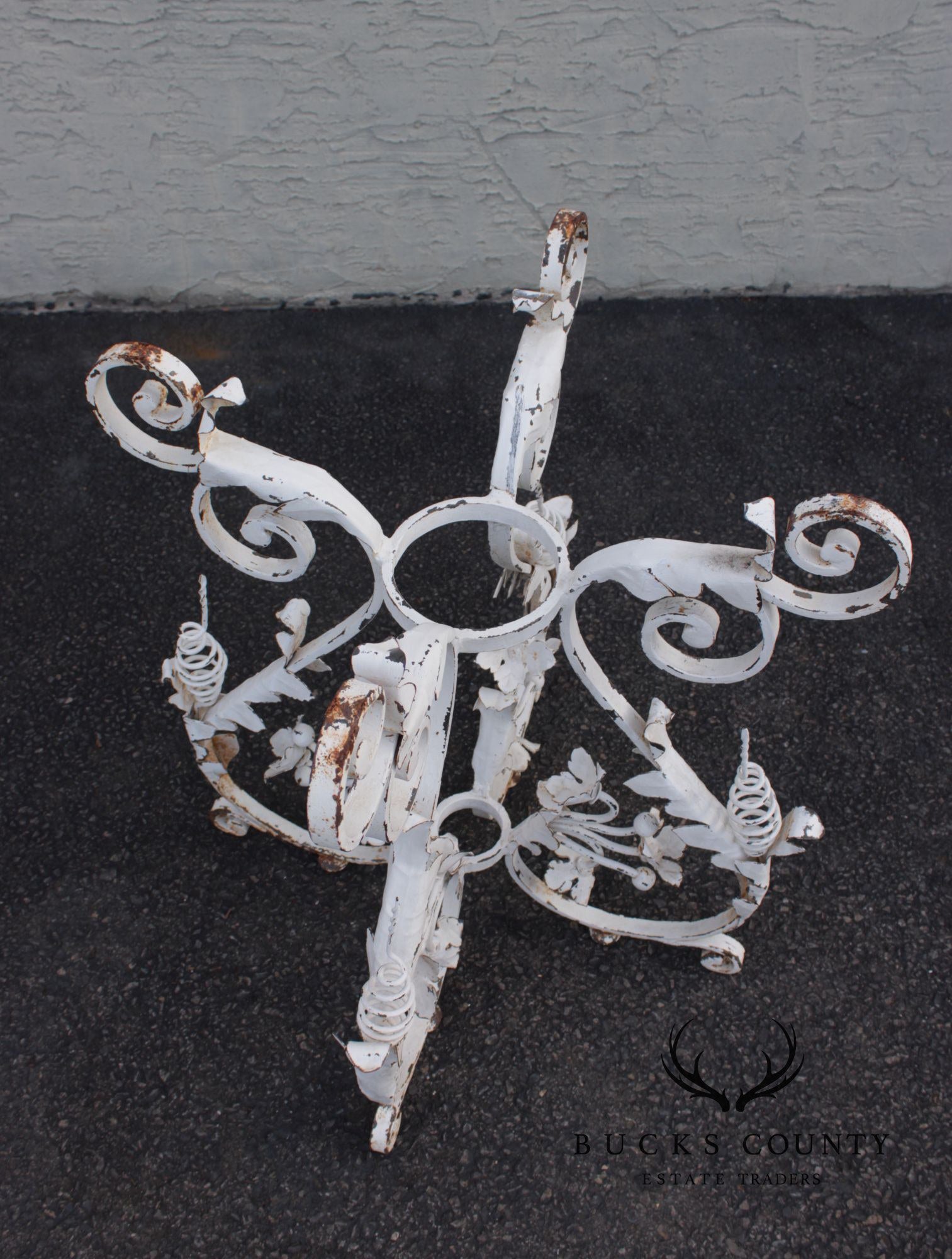 Vintage Italian Style Painted Wrought Iron Garden Plant Stand or Table Base