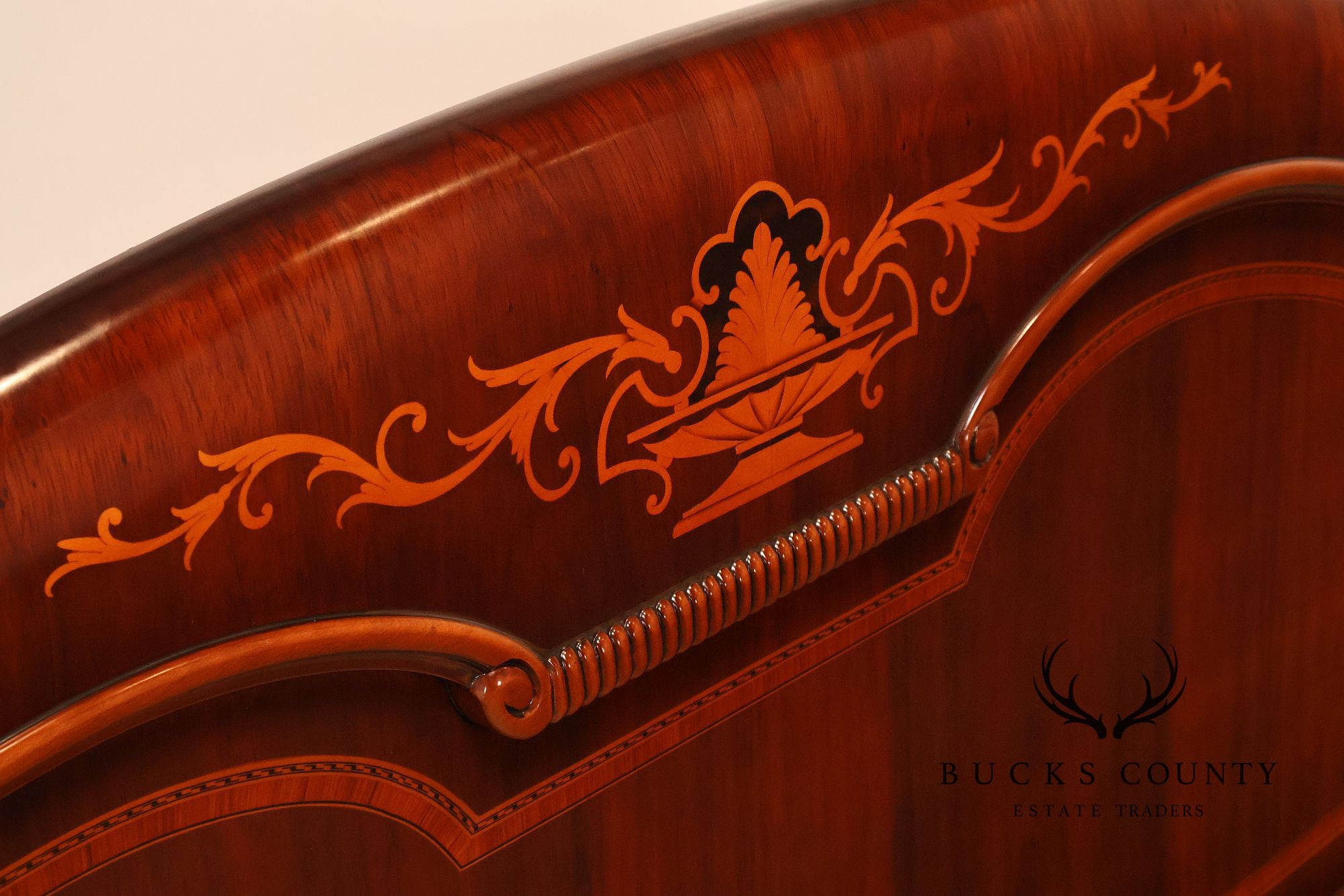 Italian Neoclassical Style King Size Mahogany Inlaid Bed