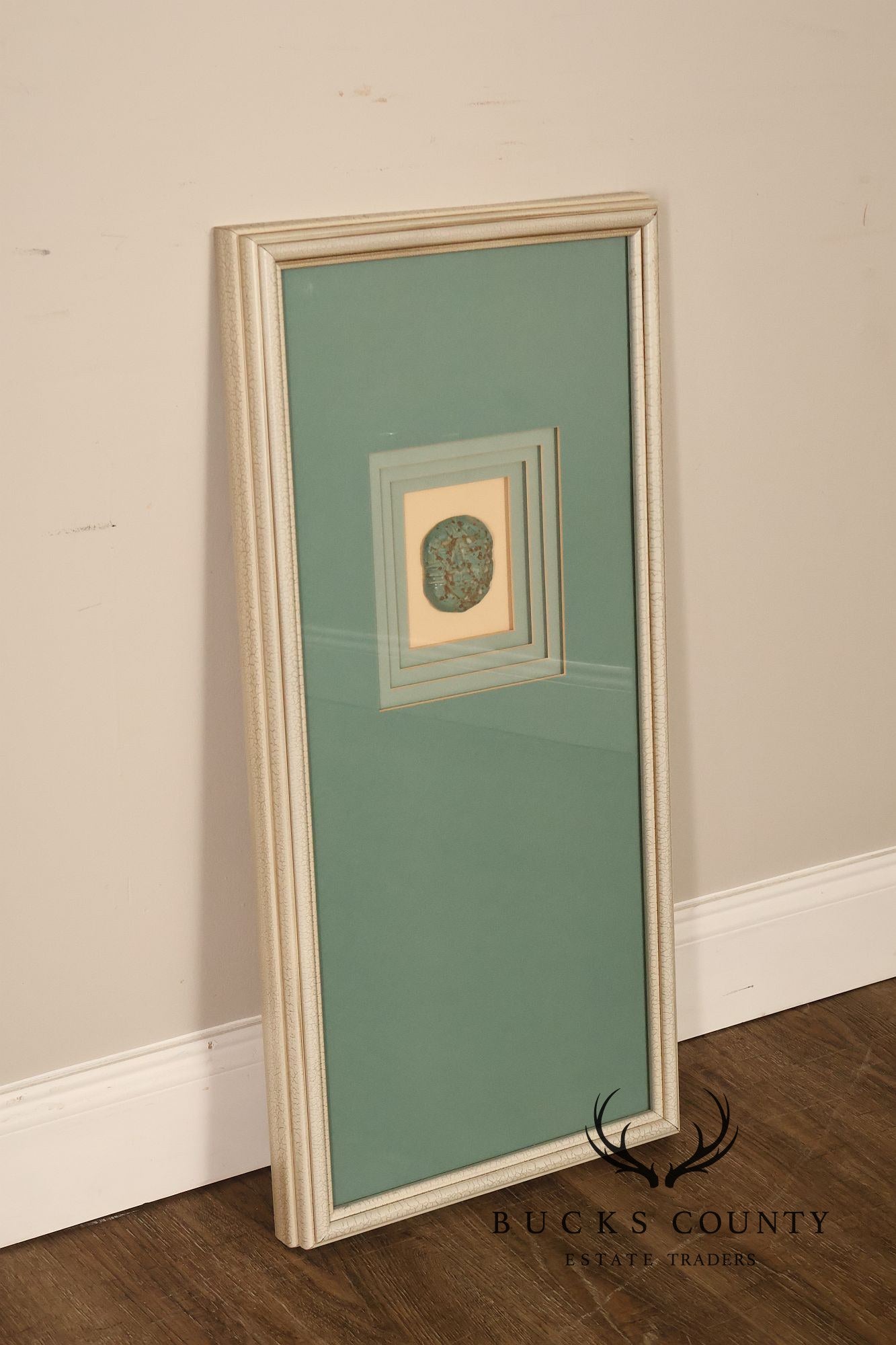 Kinder-Harris Pair Of Framed Turquoise Mask Wall Art, Dated 1987