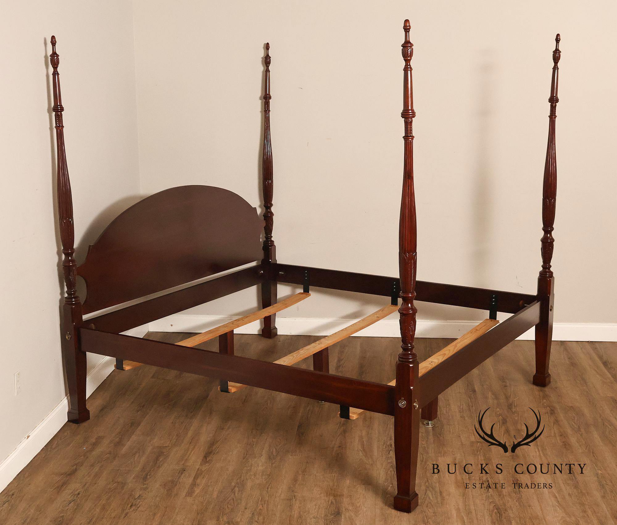 Craftique Mebane Rice Traditional Mahogany King Four Poster Bed