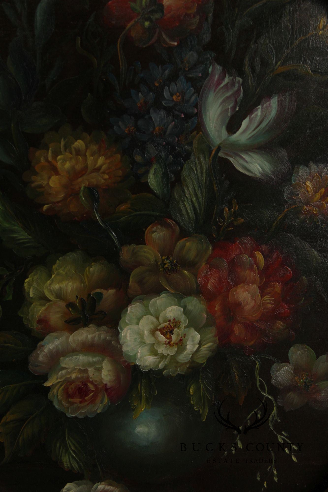 Small Floral Still-Life Oil Painting in Ornate Frame
