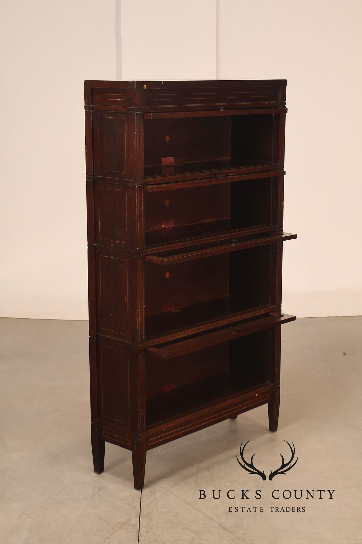 Antique Globe Wernicke Mahogany Four-Stack Barrister Bookcase