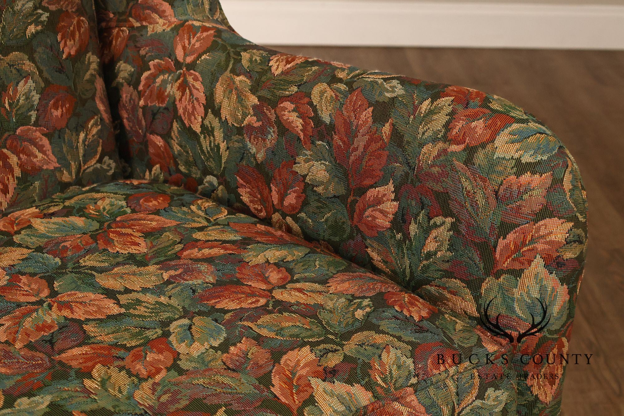 Traditional Upholstered Loveseat With Floral Fabric