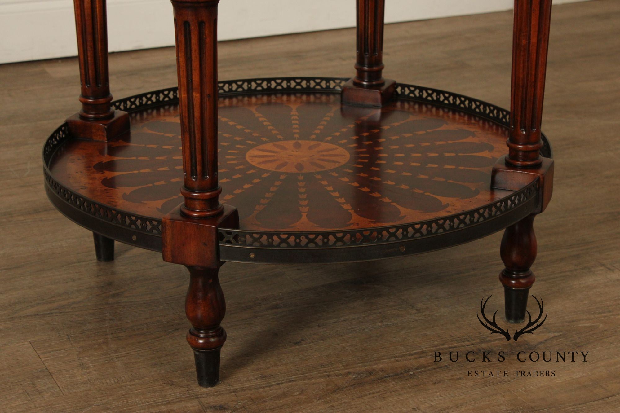 Theodore Alexander Round Two-Tier Inlaid Occasional Table