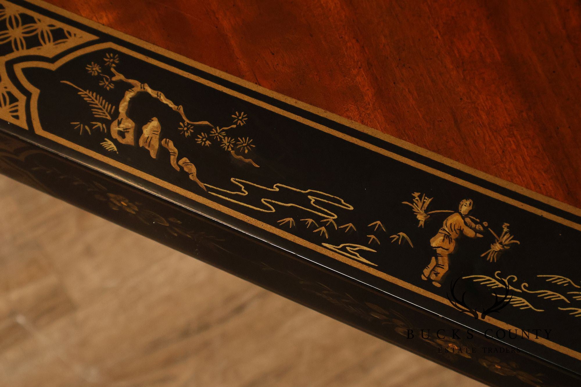 Drexel Heritage 'Et Cetera' Chinoiserie Painted Parsons Console Sofa Table