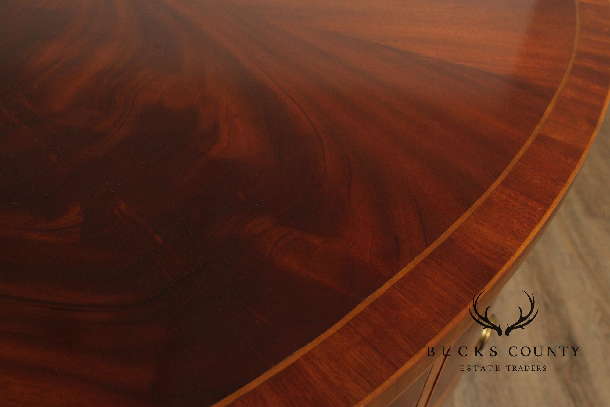 Maitland Smith Hepplewhite Style Deep Mahogany Inlaid Demilune Sideboard