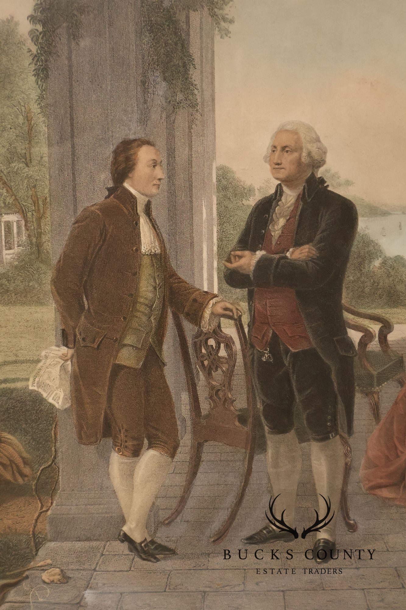The Home Of George Washington Colored Engraving After Thomas Oldham Barlow