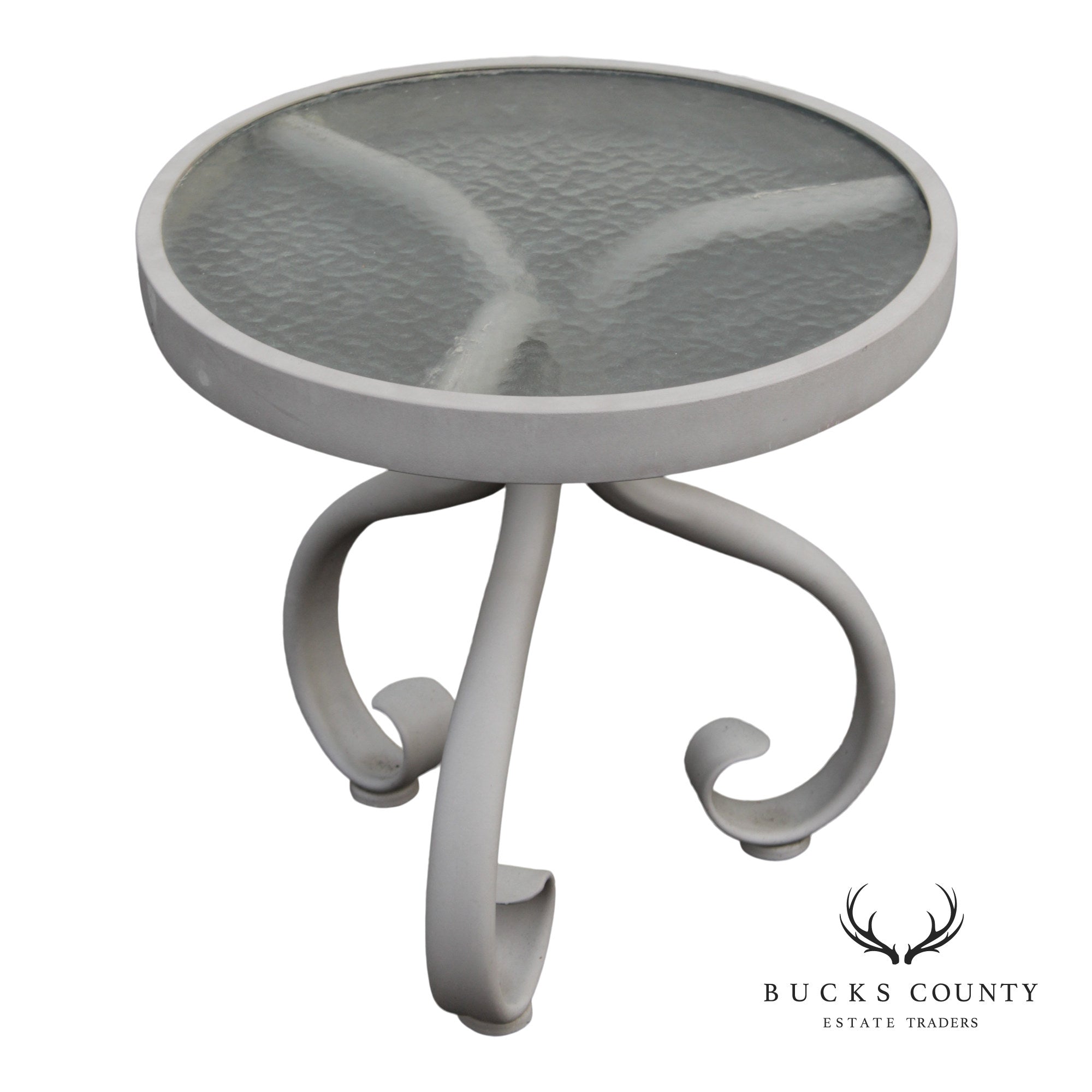 Woodard 'Ramsgate' Glass Top Aluminum Outdoor Round Patio Side Table