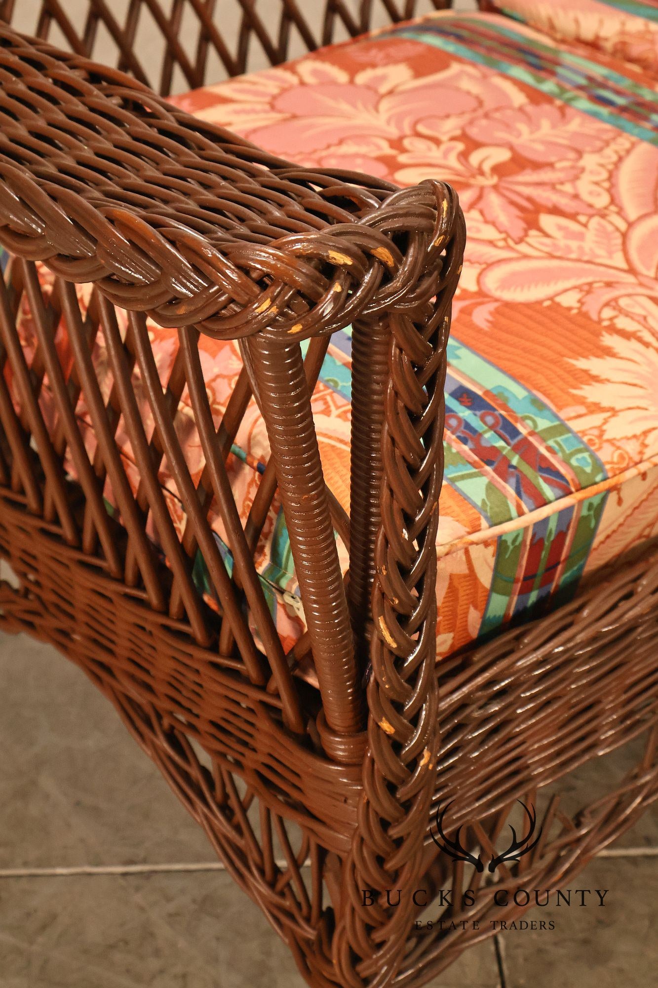 Antique Bar Harbor Style Wicker Sofa
