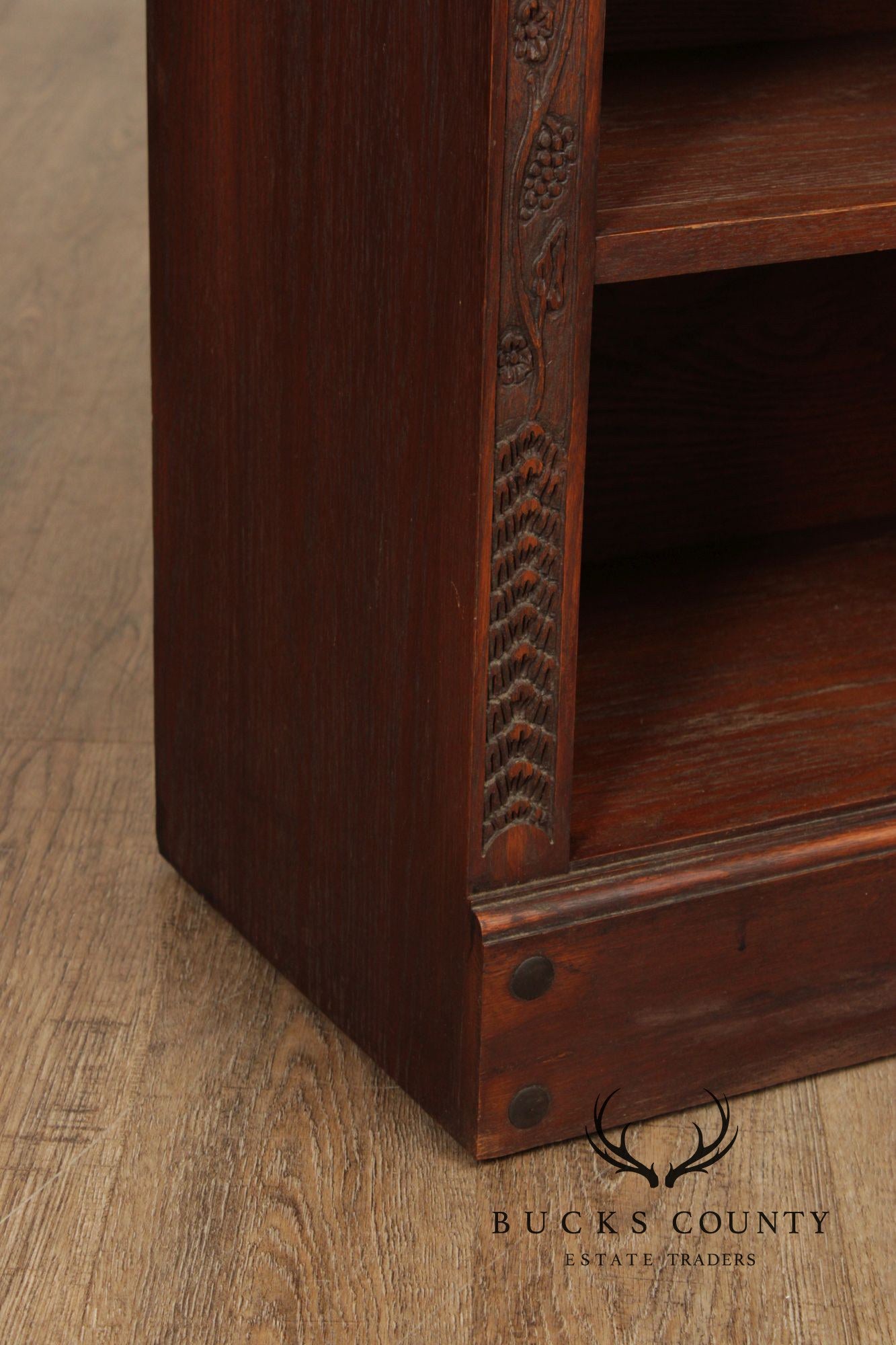 Romweber Pair of Carved Oak Low Bookcases