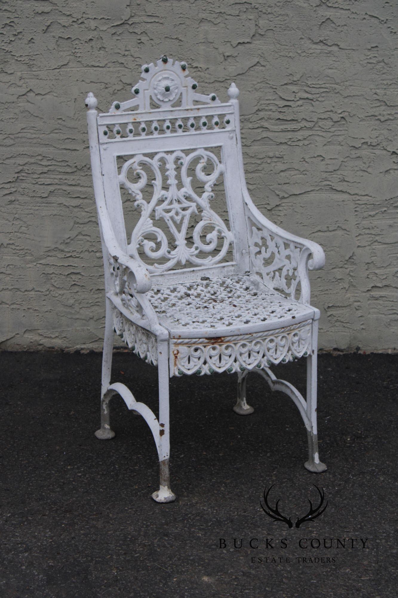Antique Gothic Revival Cast Iron Garden Chair