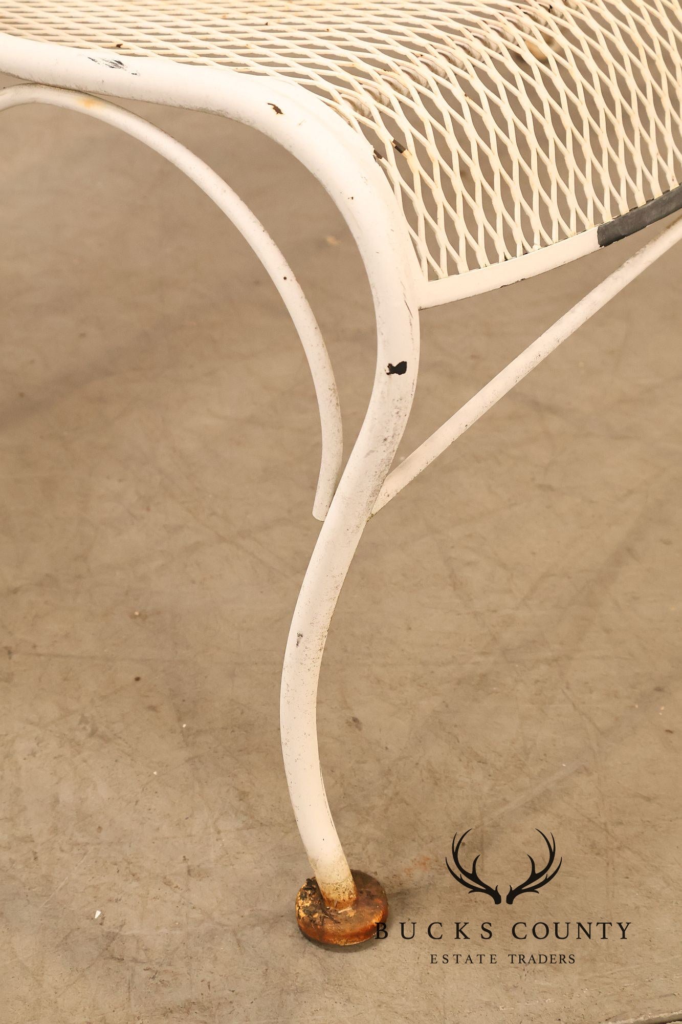 Woodard Wrought Iron Mesh Outdoor Loveseat Bench