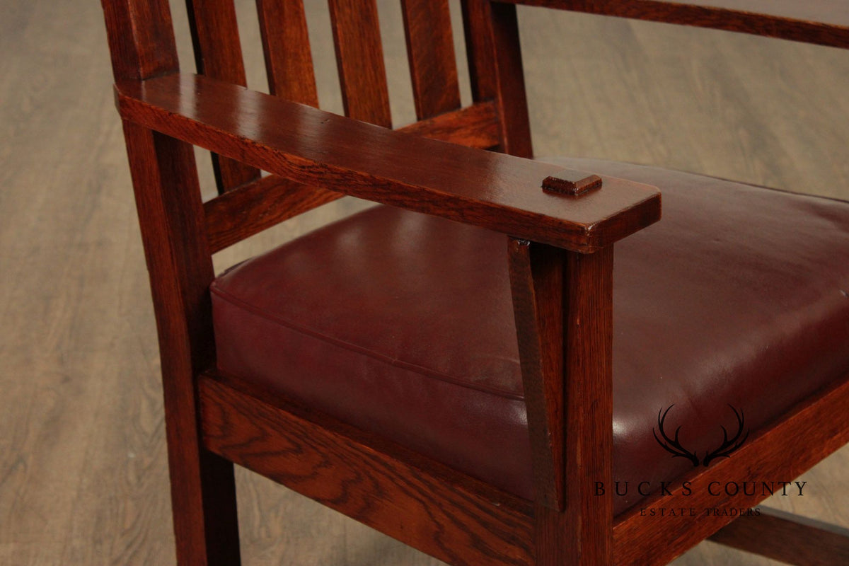 Antique Arts and Crafts Pair of Mission Oak Armchairs