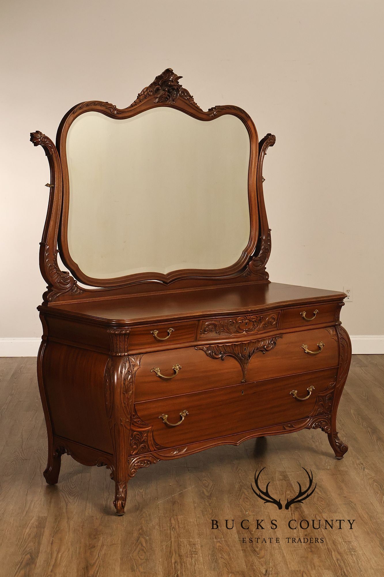Antique R. J. Horner Carved Mahogany Dresser With Mirror