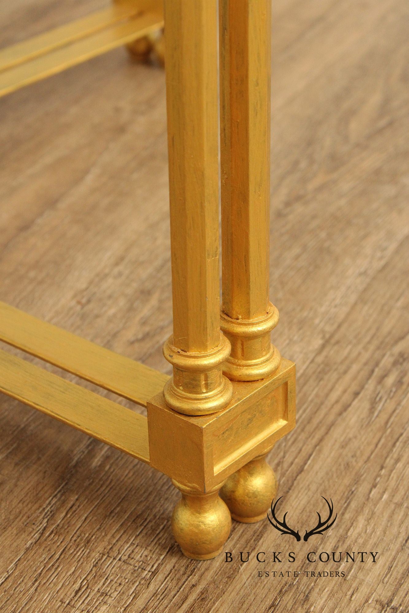 Neoclassical Style Glass Top End Table