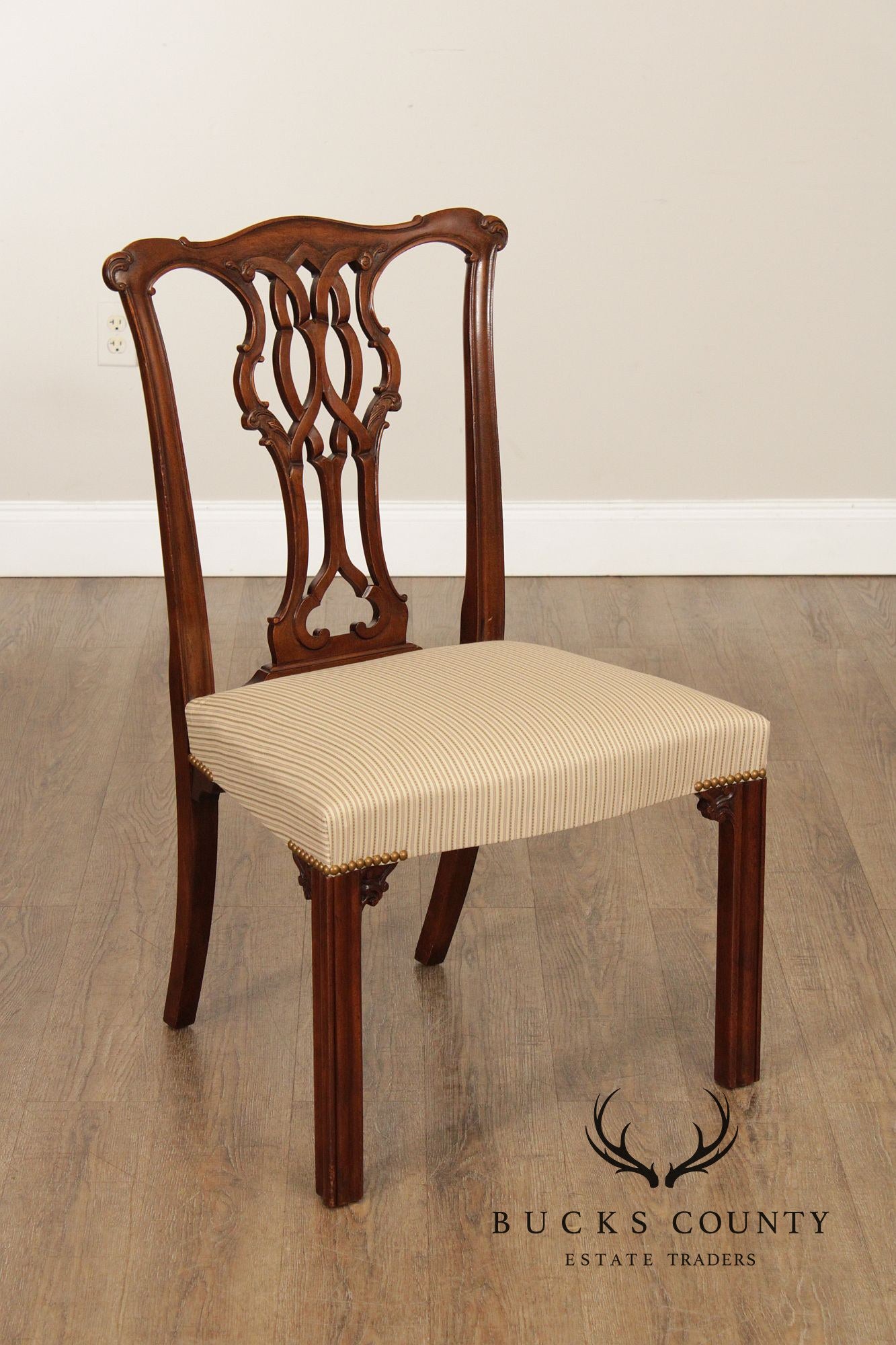 Baker Chippendale Style Set of Six Mahogany Dining Chairs