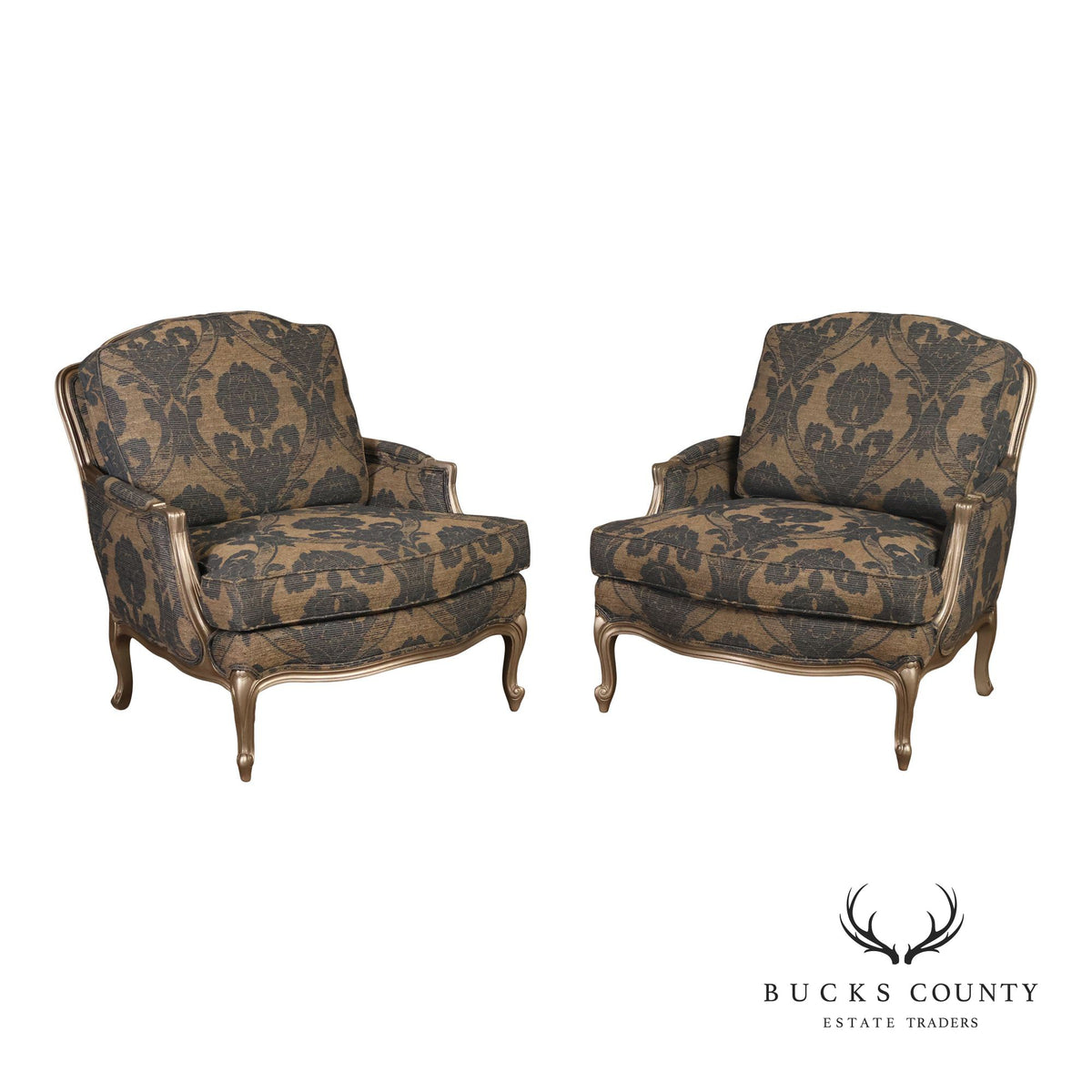 Ethan Allen French Louis XV Style Pair of 'Versailles' Armchairs