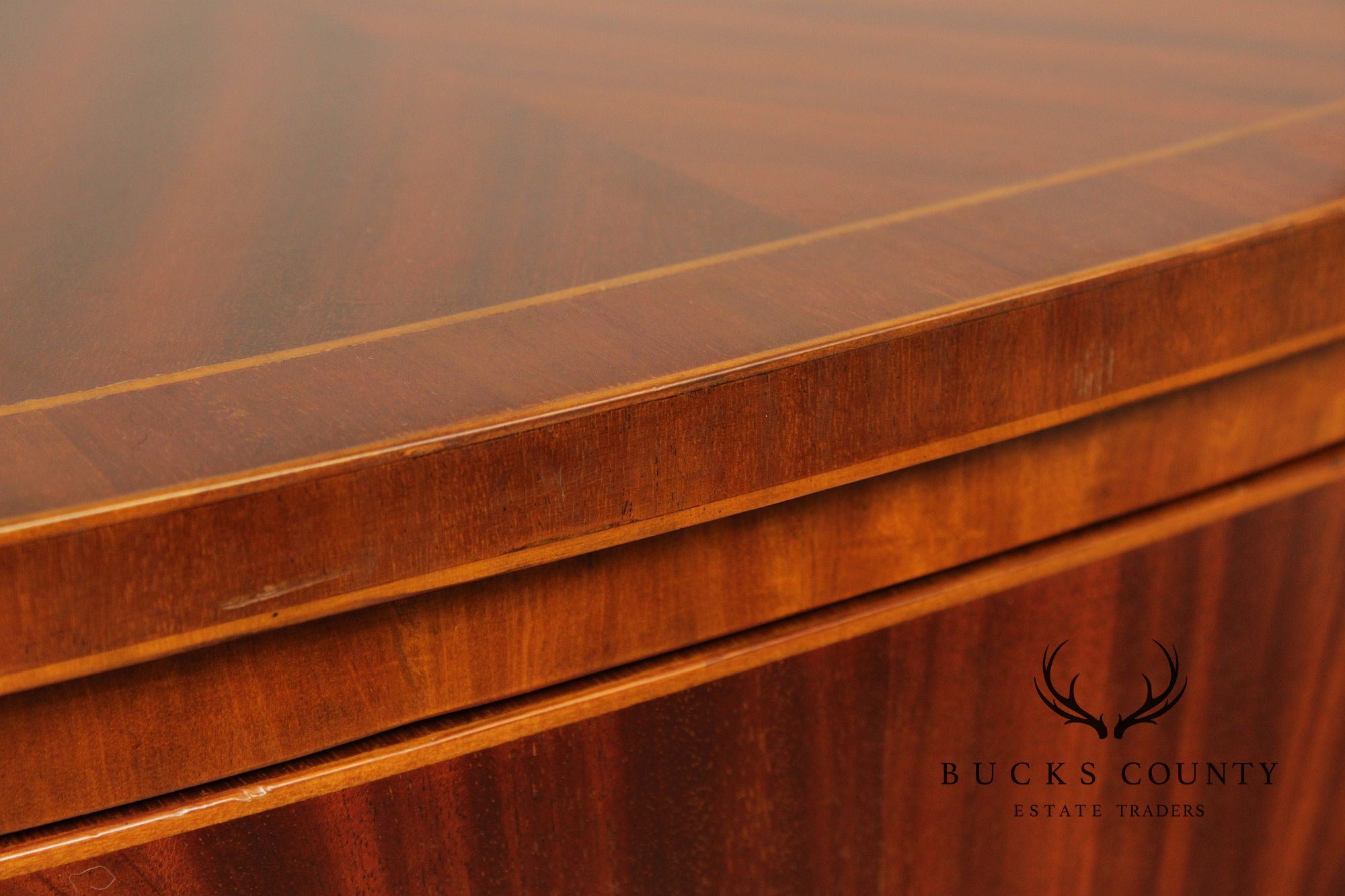 Maitland Smith Hepplewhite Style Deep Mahogany Inlaid Demilune Sideboard