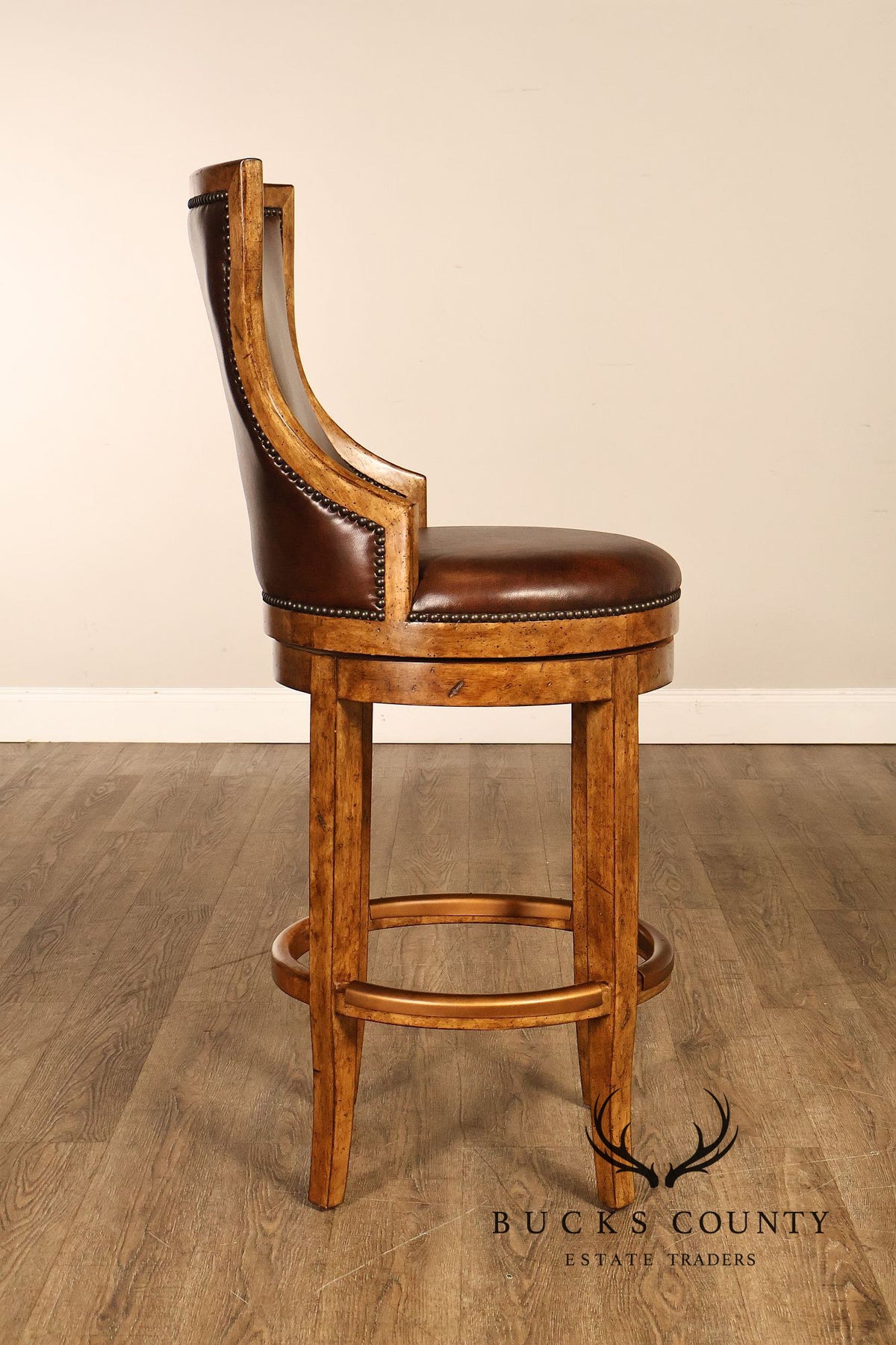 Contemporary Set Of 4 F aux Leather Upholstered Bar Stools