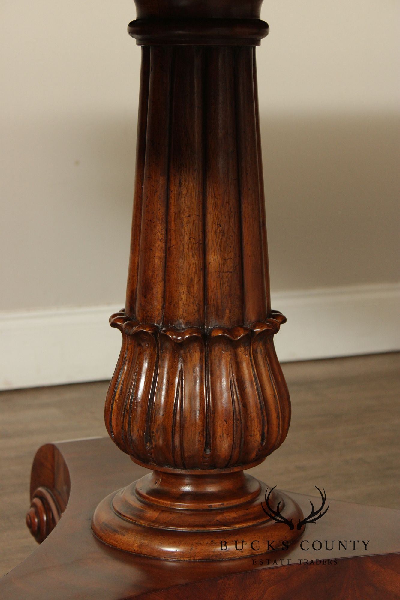 Regency Style Quality Banded Mahogany Double Pedestal Dining Table With 2 Leaves