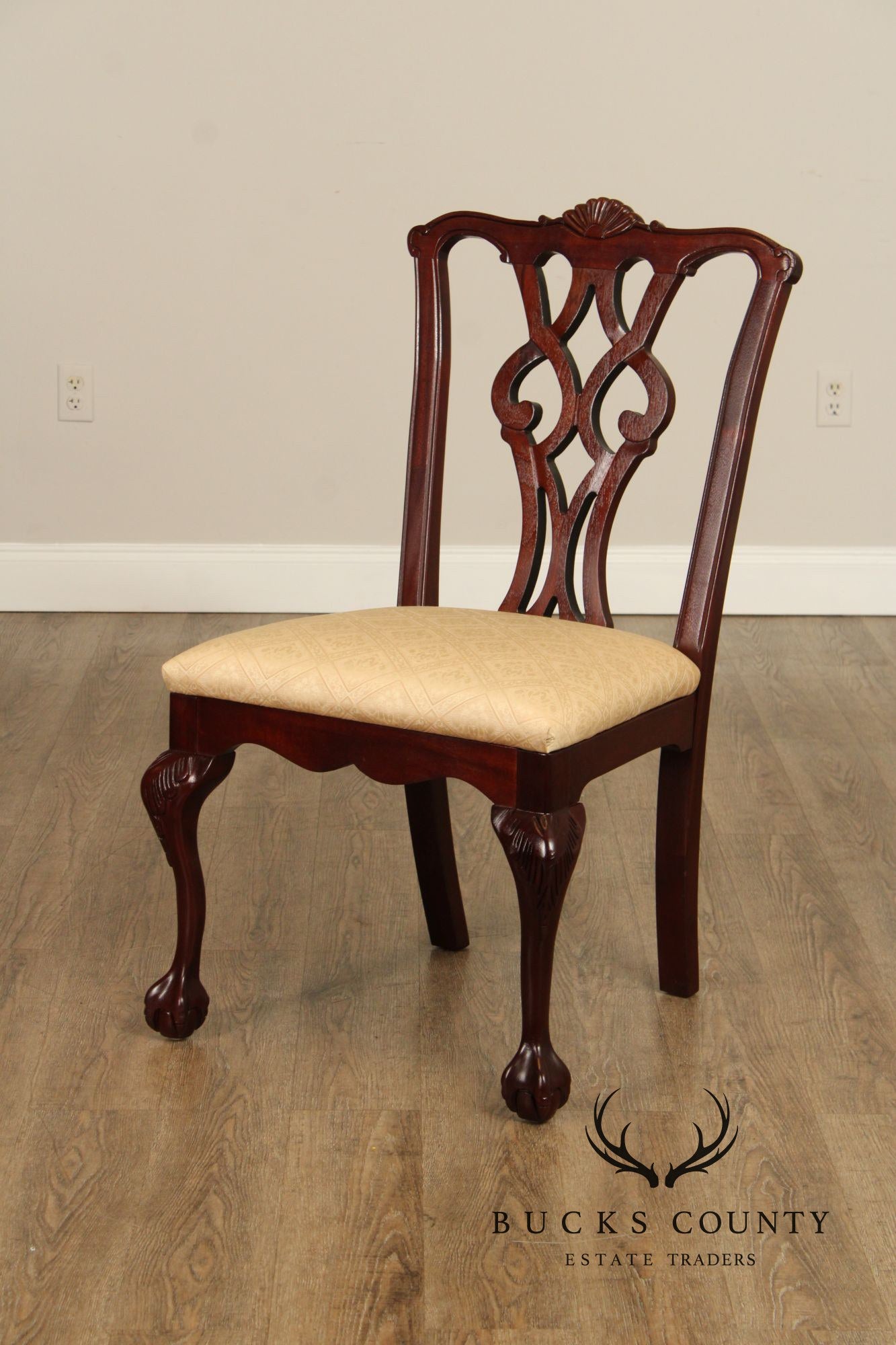 Statesville Chair Co. Chippendale Style Set of Four Solid Mahogany Dining Chairs