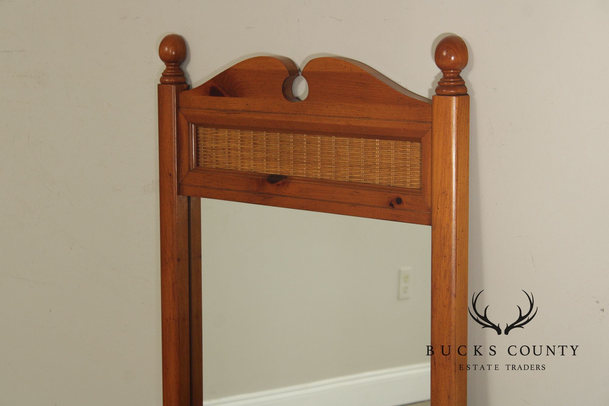 Stanley Furniture Country Pine and Wicker Mirror