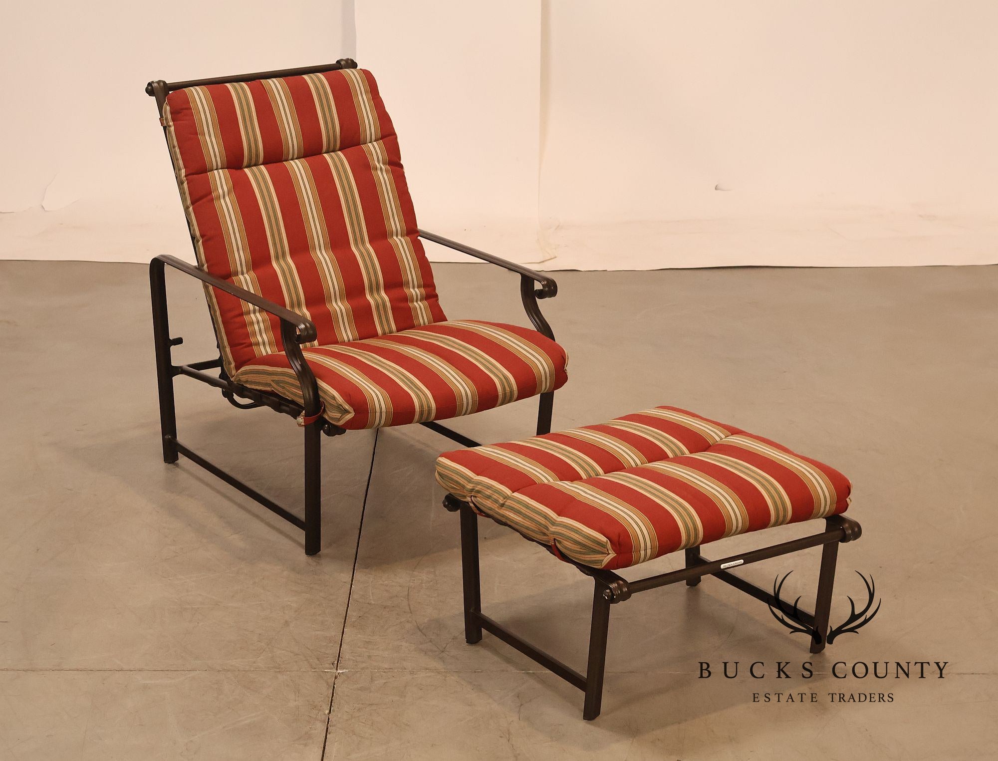 Brown Jordon Outdoor Patio Reclining Lounge Chair with Ottoman