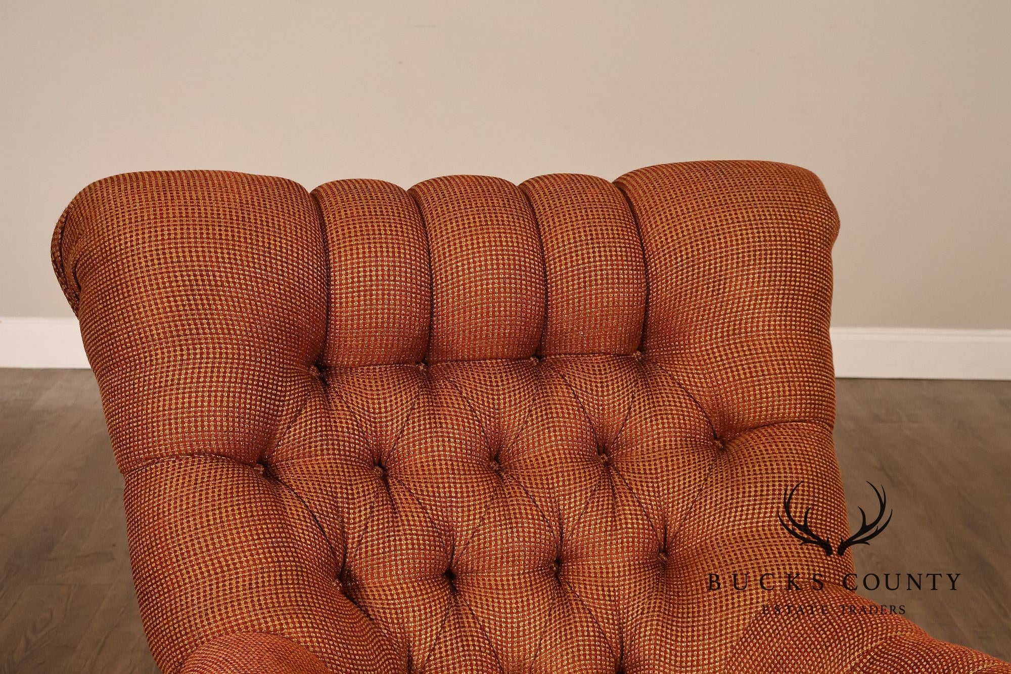 Stickley Leopold Wingback Upholstered Tufted Chair And Ottoman