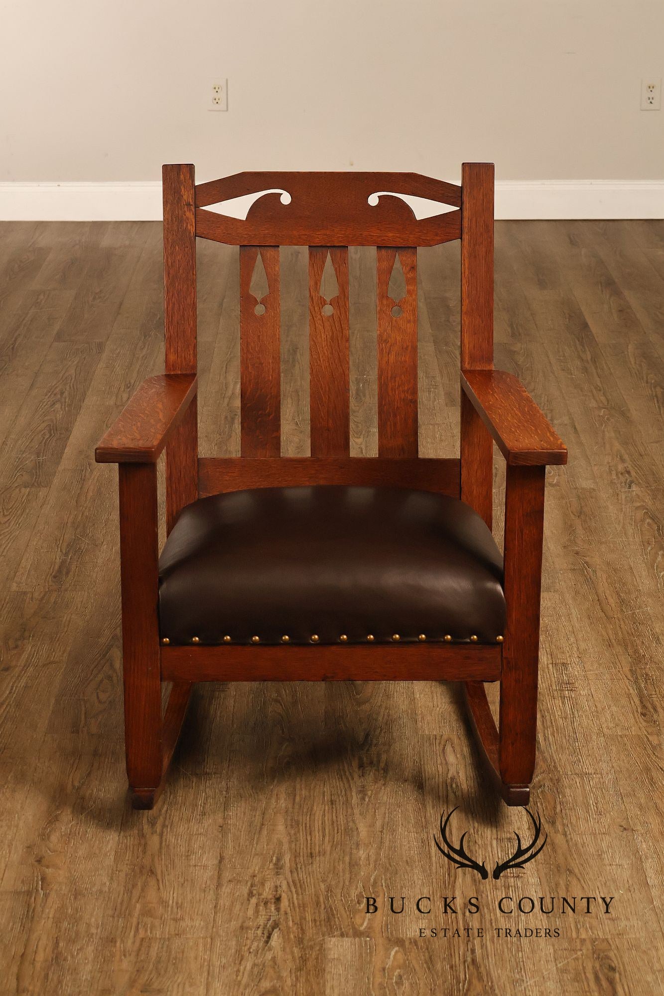 Antique Arts And Crafts Mission Oak Rocking Chair