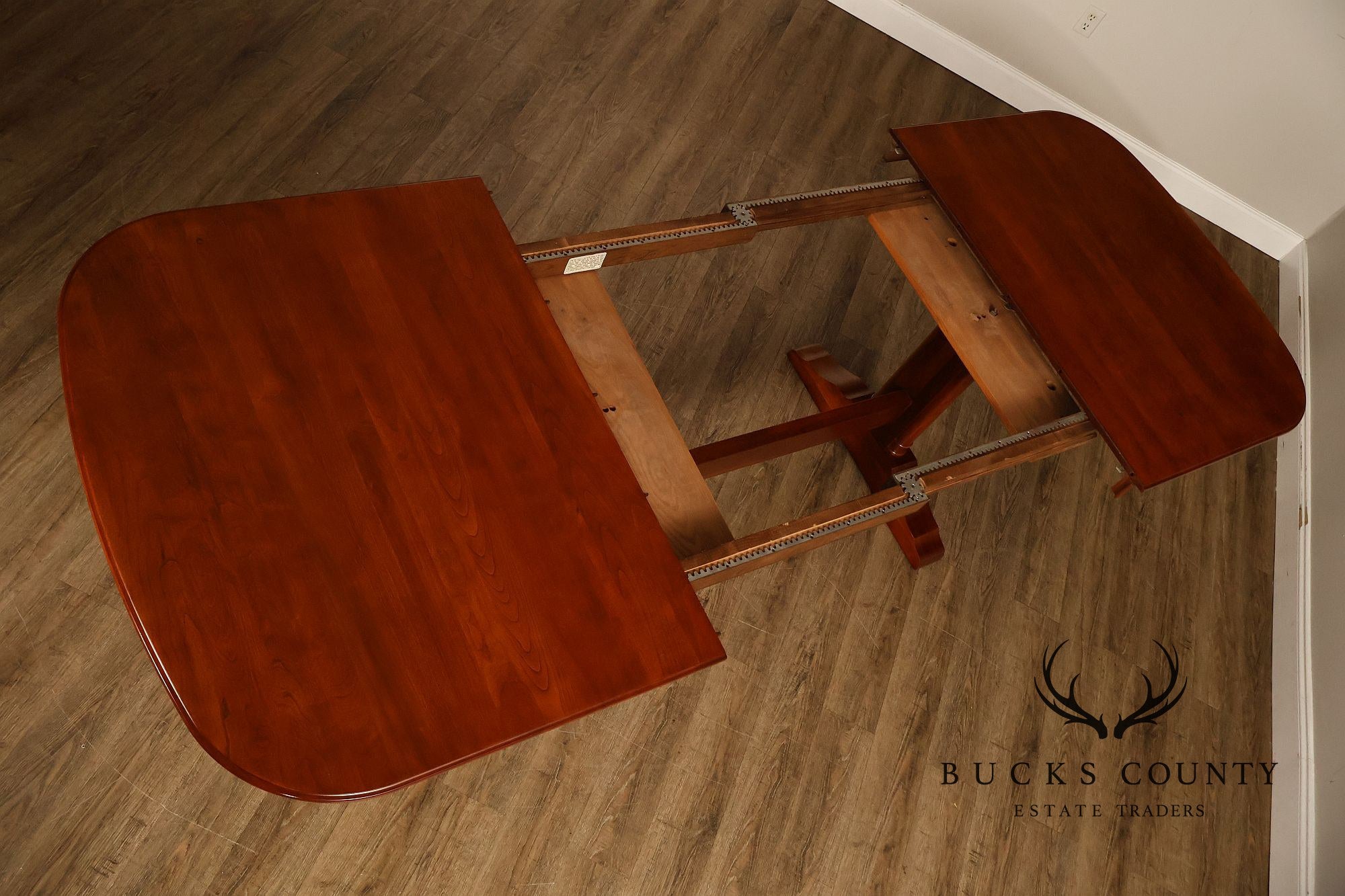 Richardson Brothers Solid Cherry Trestle Dining Table With Four Leaves