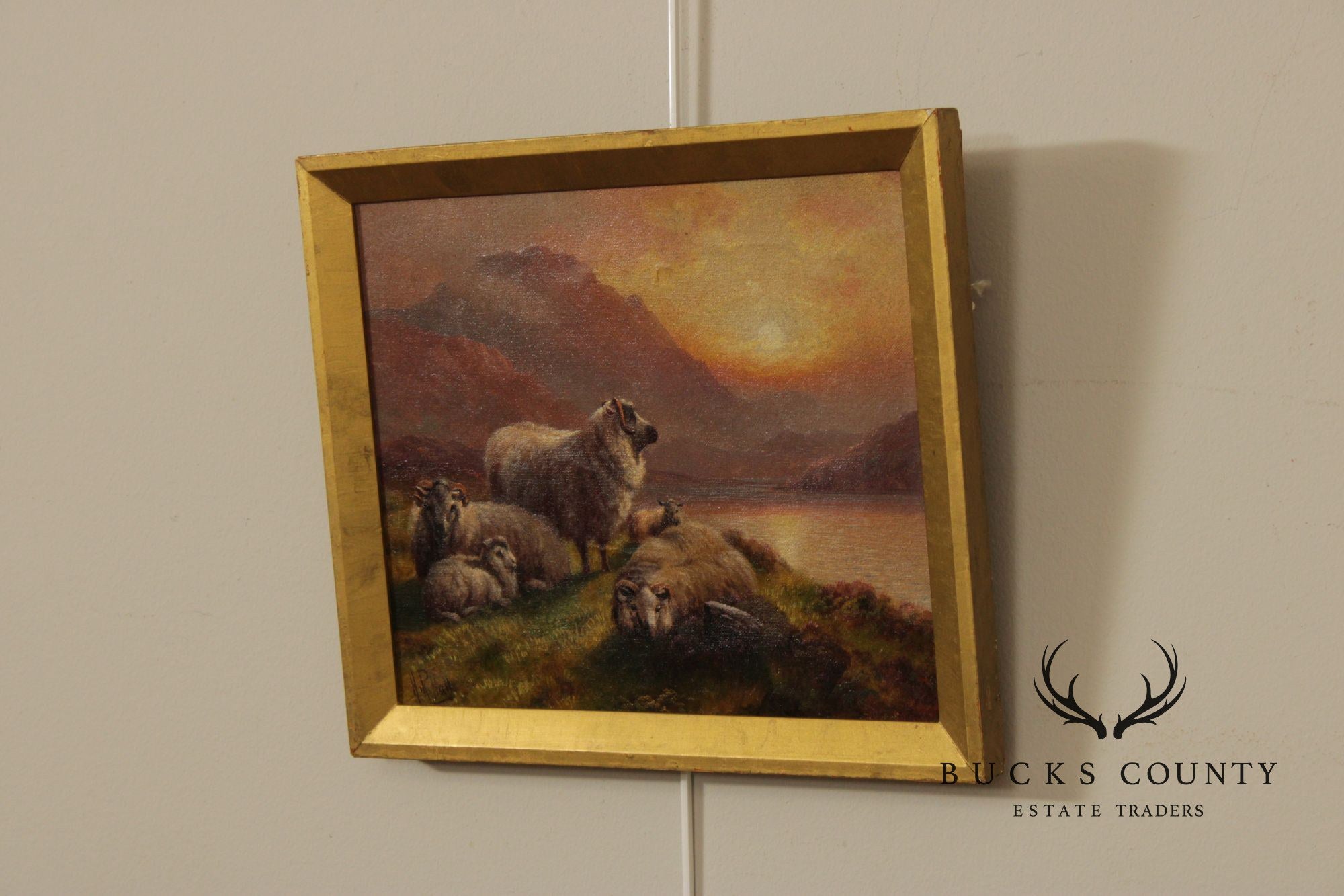 Henry Robinson Hall Landscape Oil Painting, 'Evening in the Highlands'