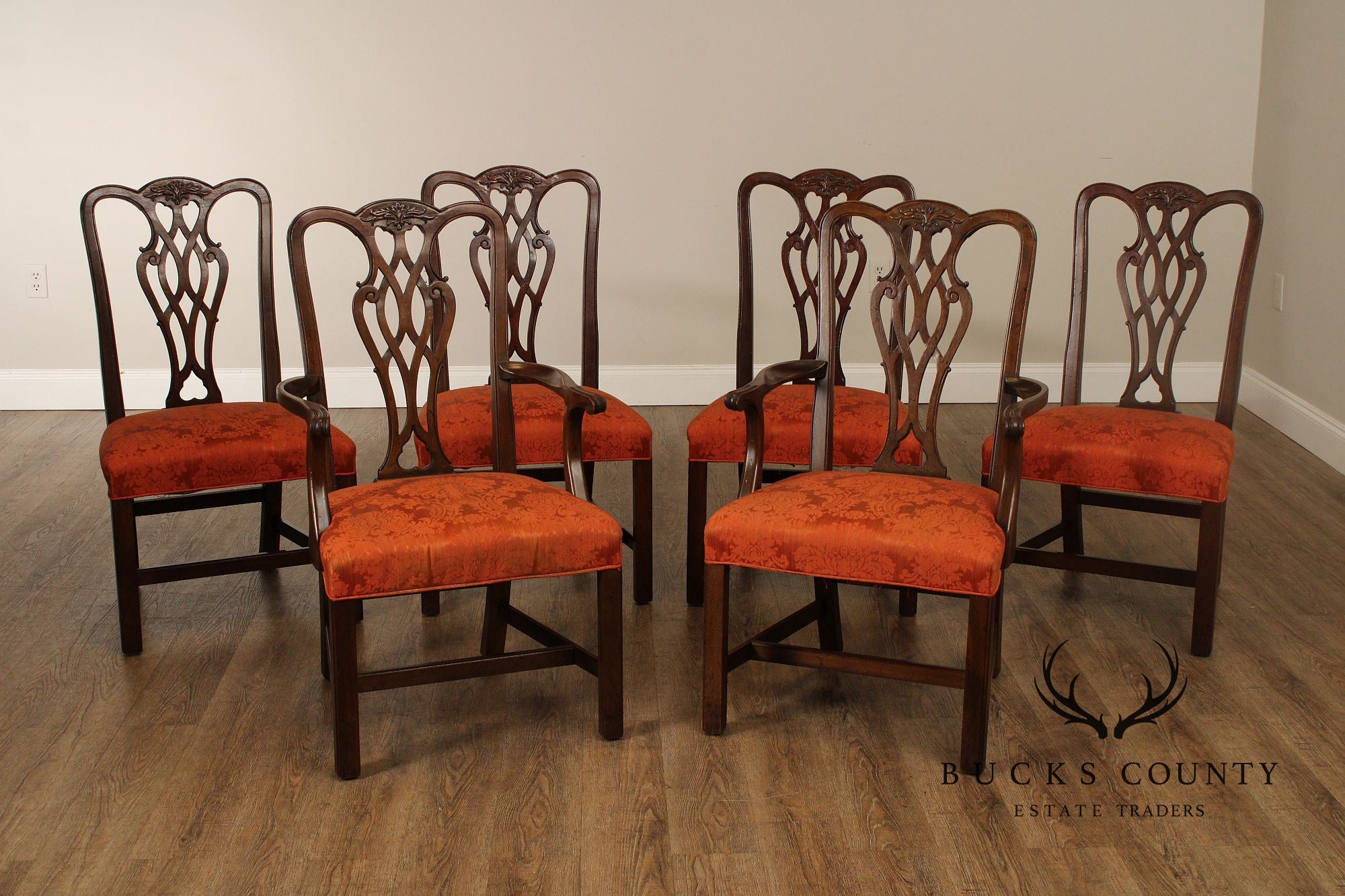 Henredon Chippendale Style Vintage Set of Six Mahogany Dining Chairs