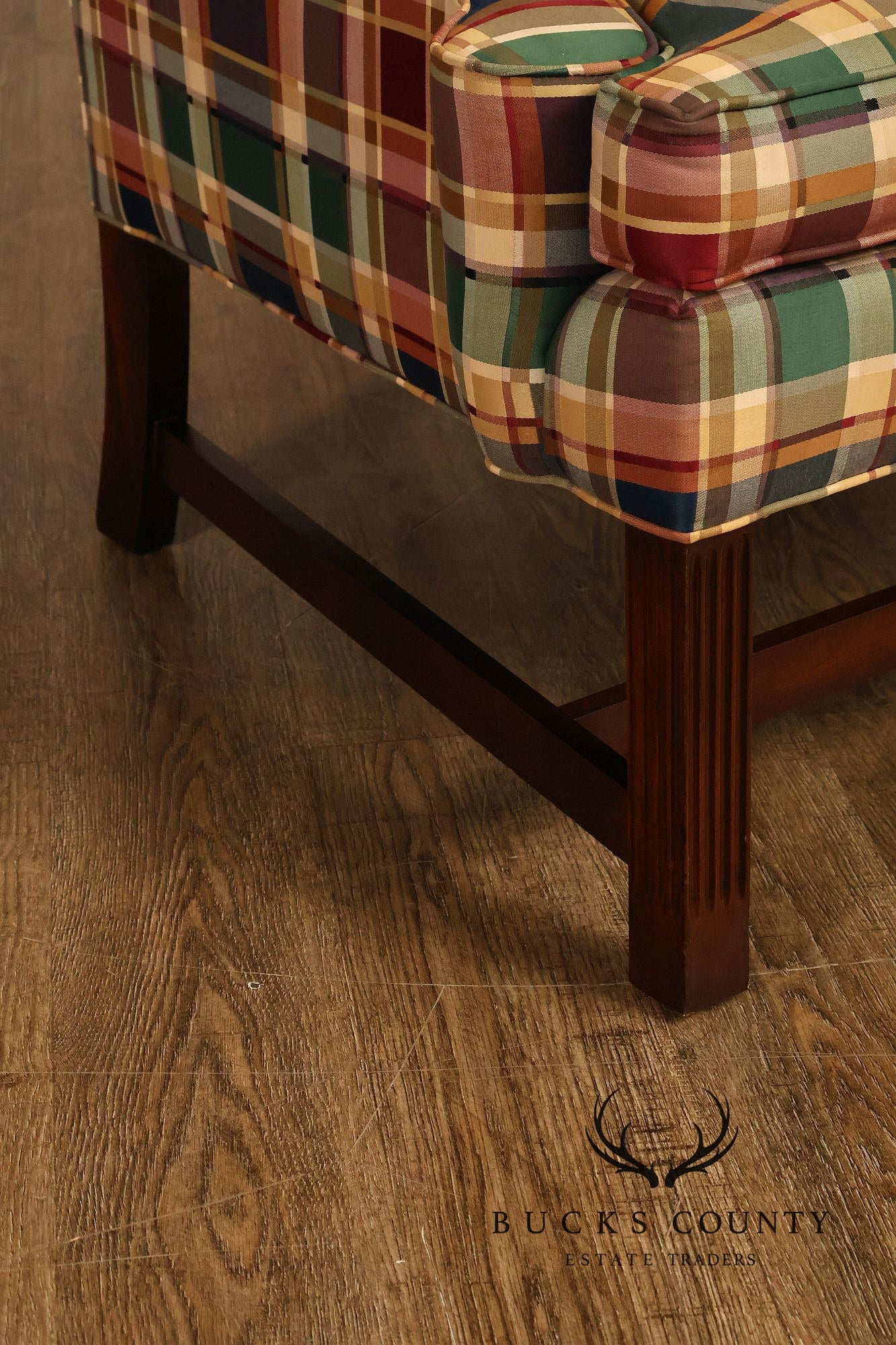 Henredon Custom Folio Collection Plaid Wingback Armchair