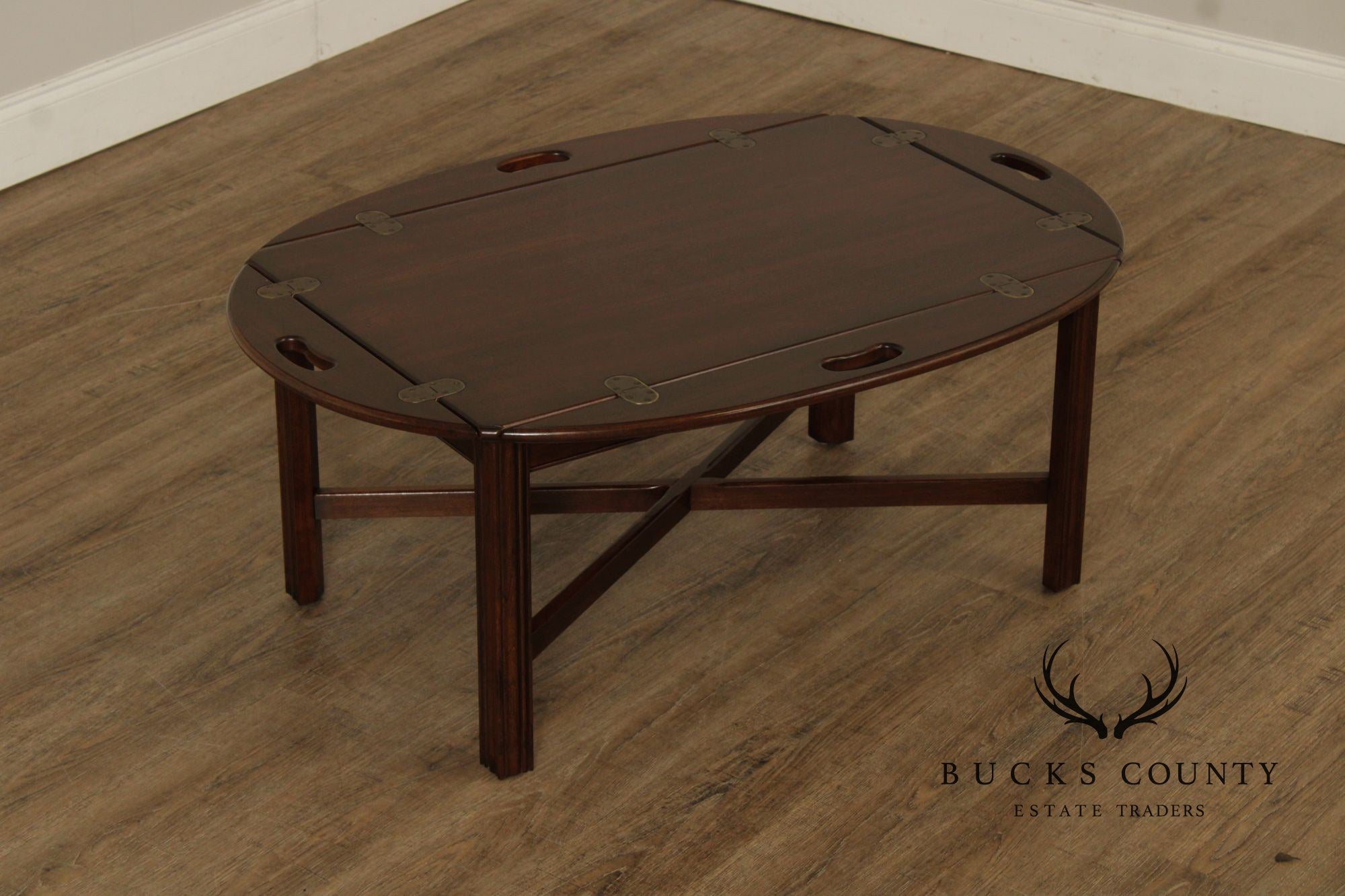 Ethan Allen Georgian Court Collection Chippendale Style Cherry Butler's Tray Coffee Table