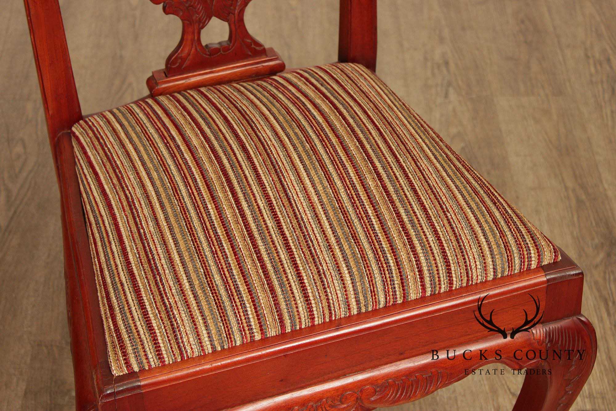 Chippendale Style Set of Four Carved Mahogany Dining Chairs