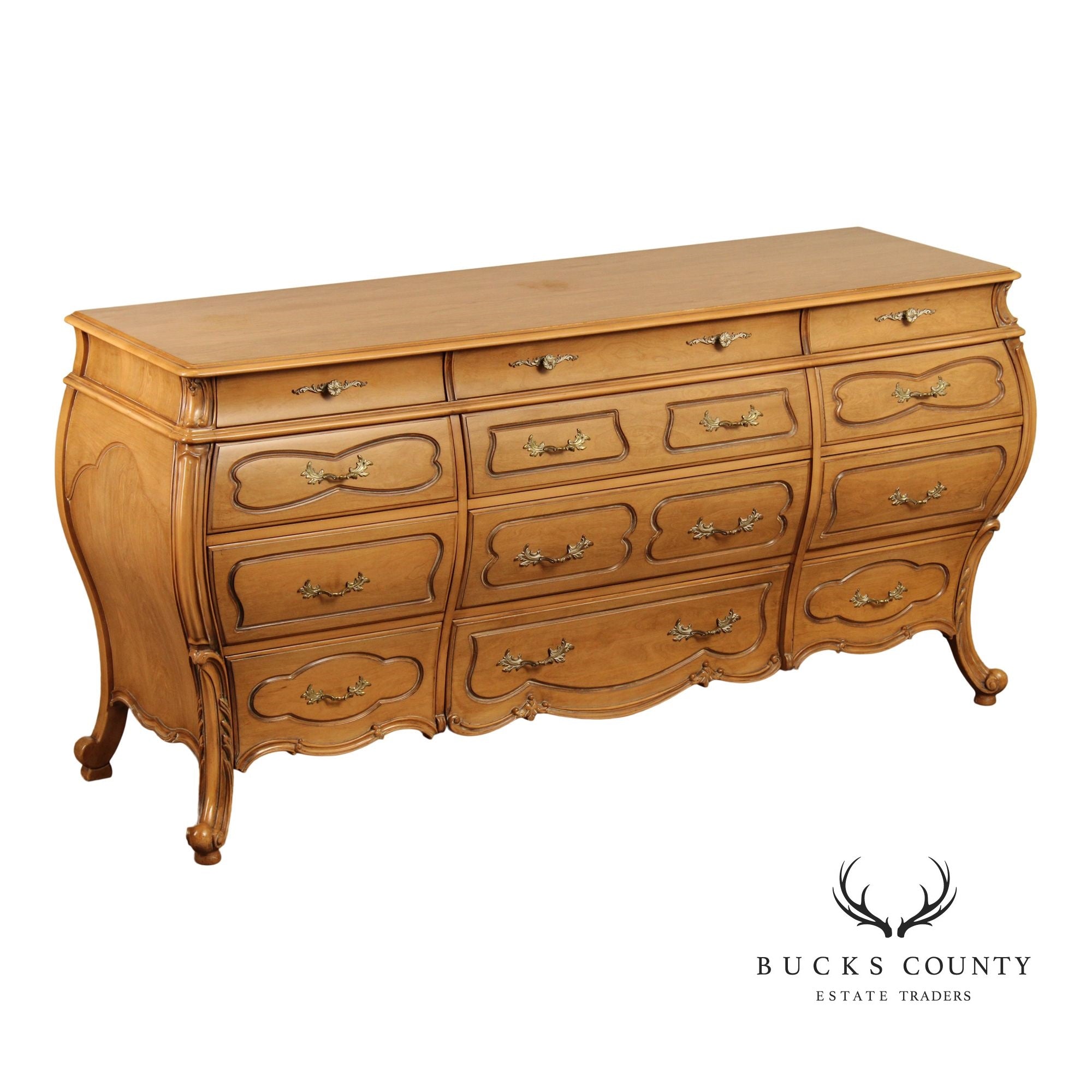 Union Furniture Co. French Louis XV Style Bombe Triple Dresser