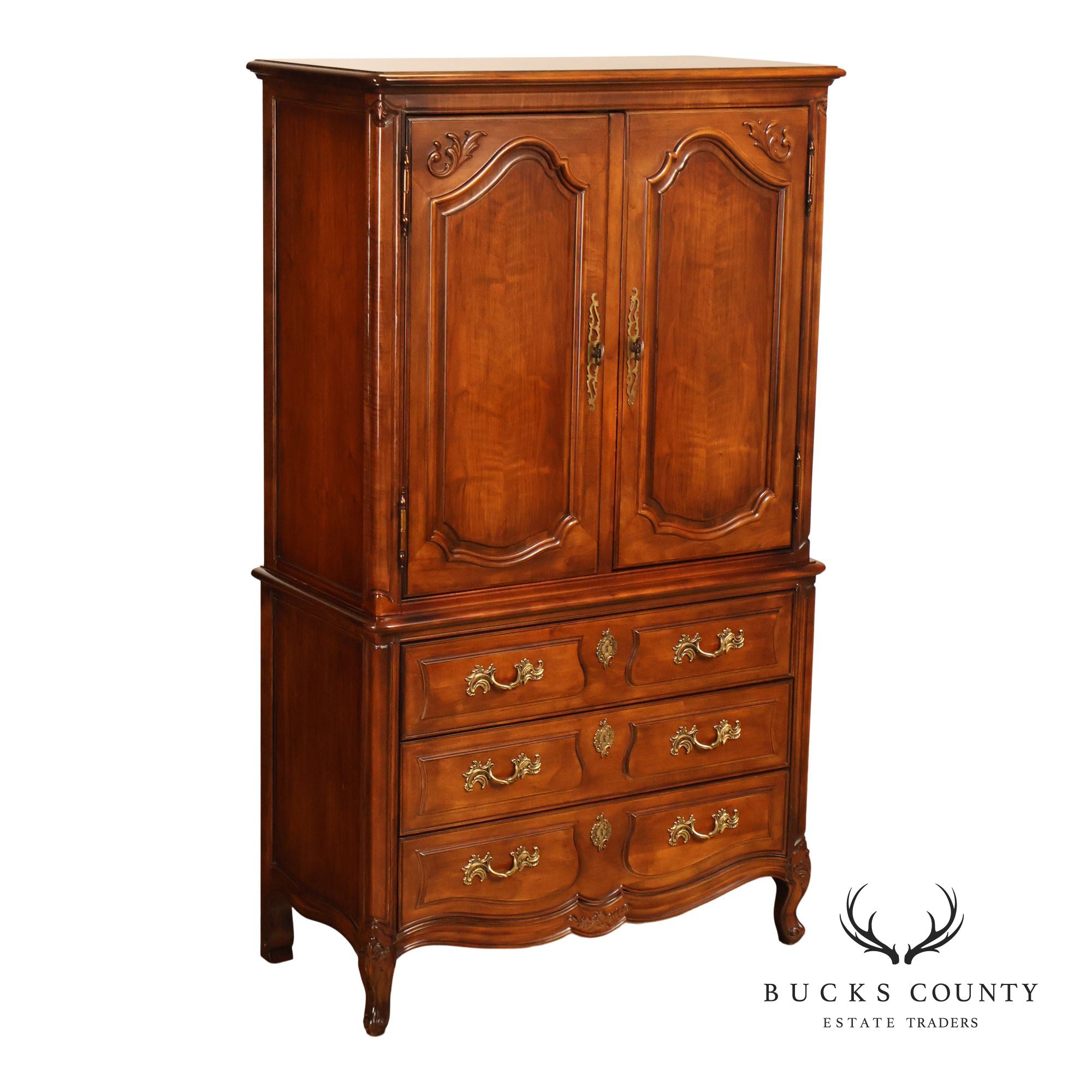 Henredon French Country Style Walnut Armoire
