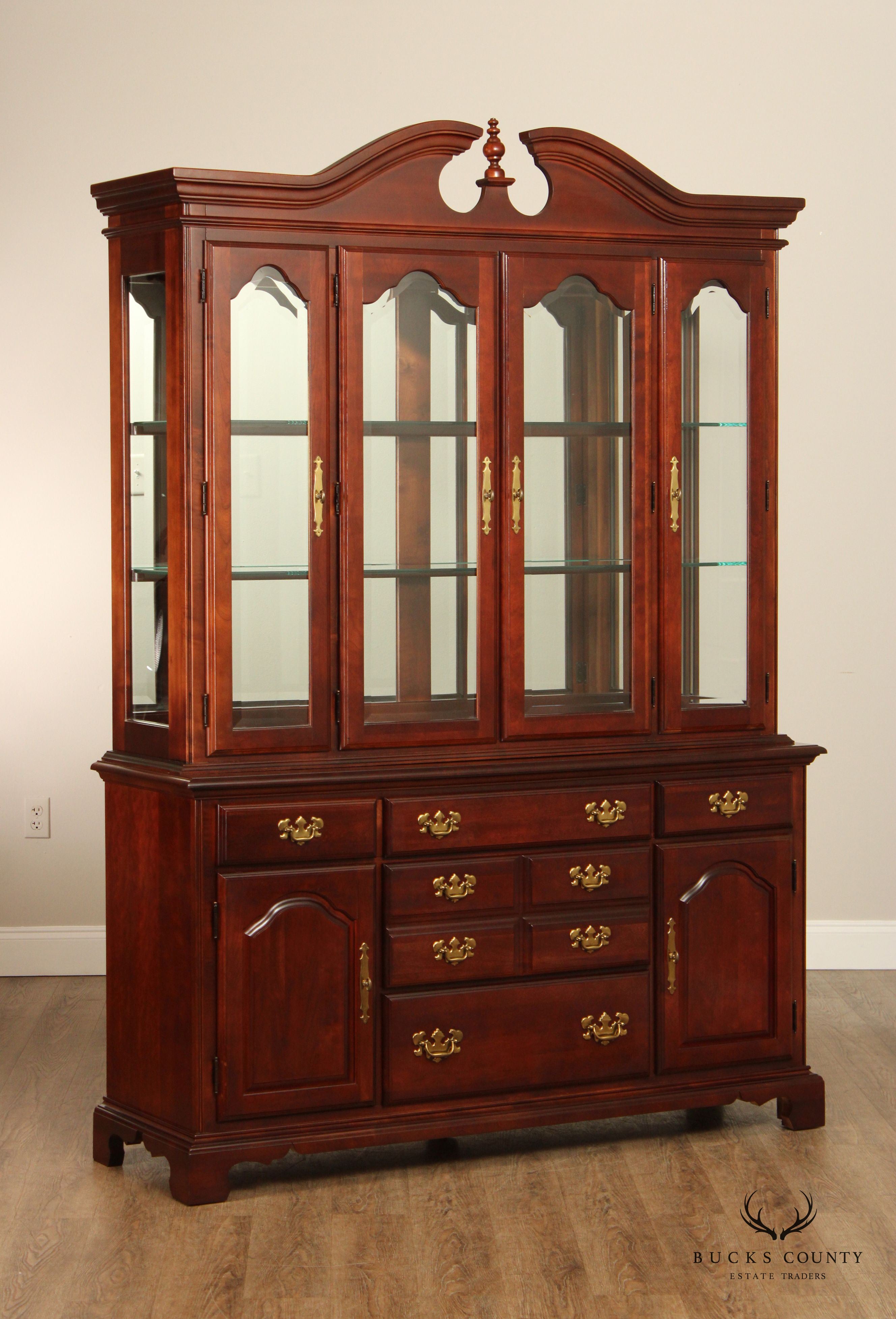 American Drew Chippendale Style Cherry China Cabinet