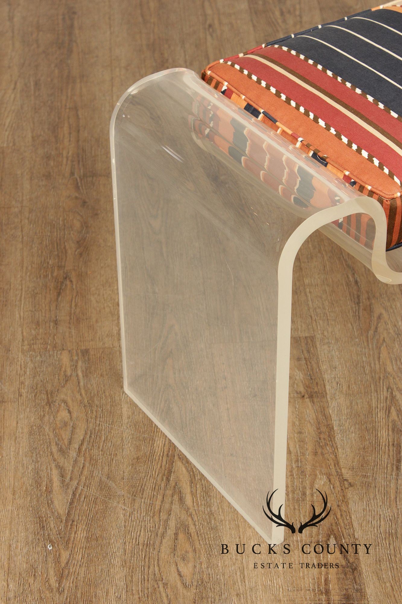 Karl Springer Attributed Modern Sculpted Lucite Stool