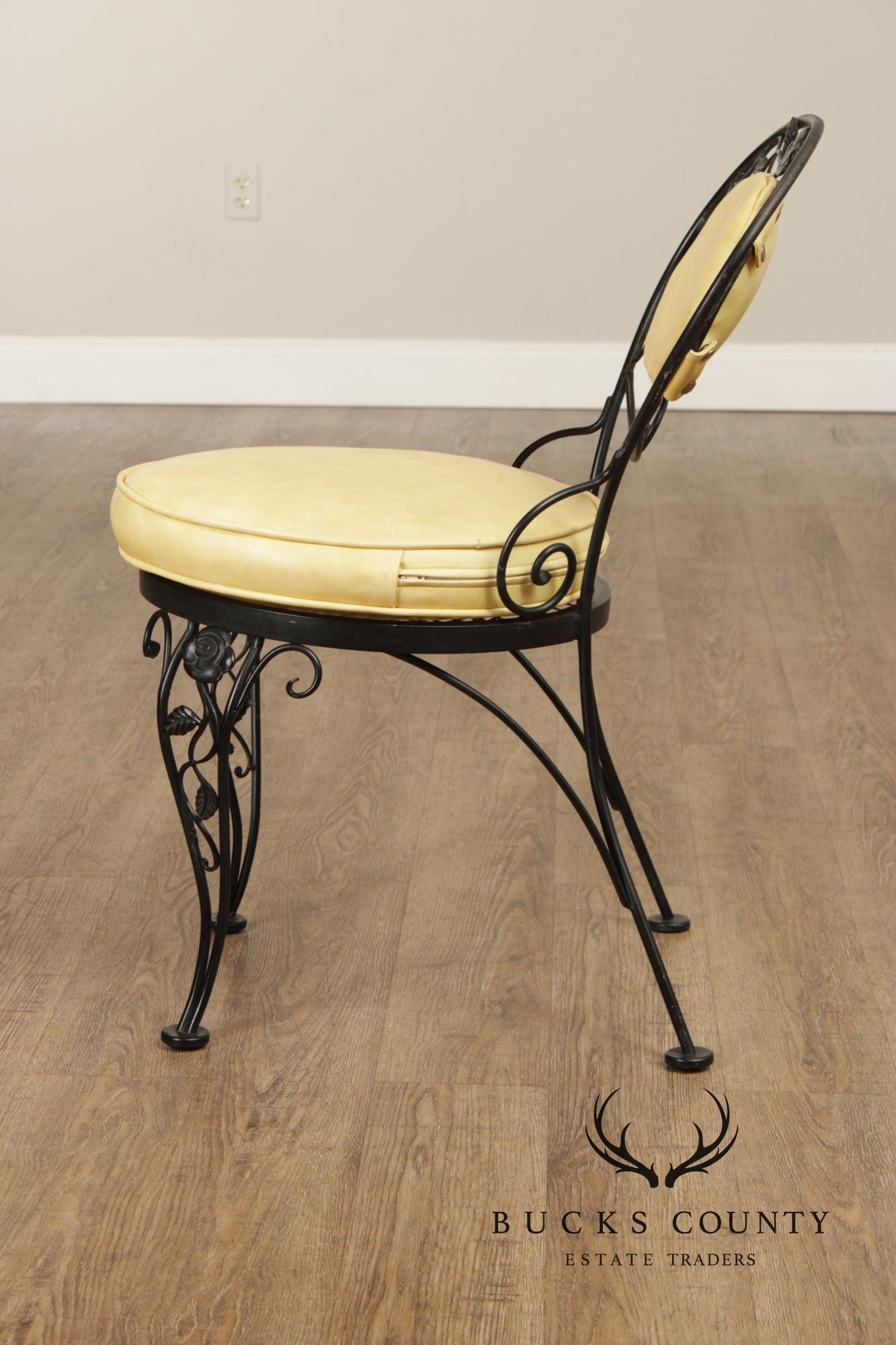 Woodard 'Chantilly Rose' Vintage Set of Four Wrought Iron Dining Chairs