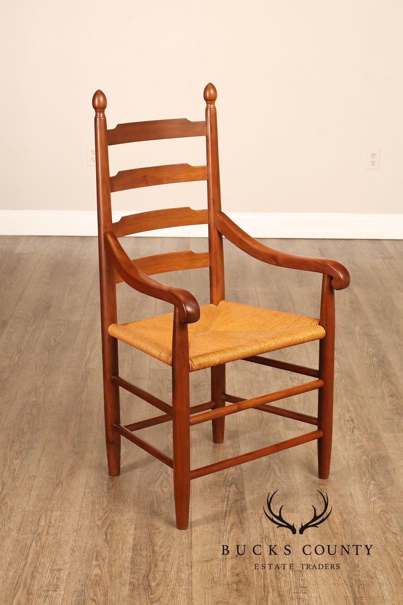 E.A. Clore Custom Walnut Set Of Eight Ladder Back Dining Chairs